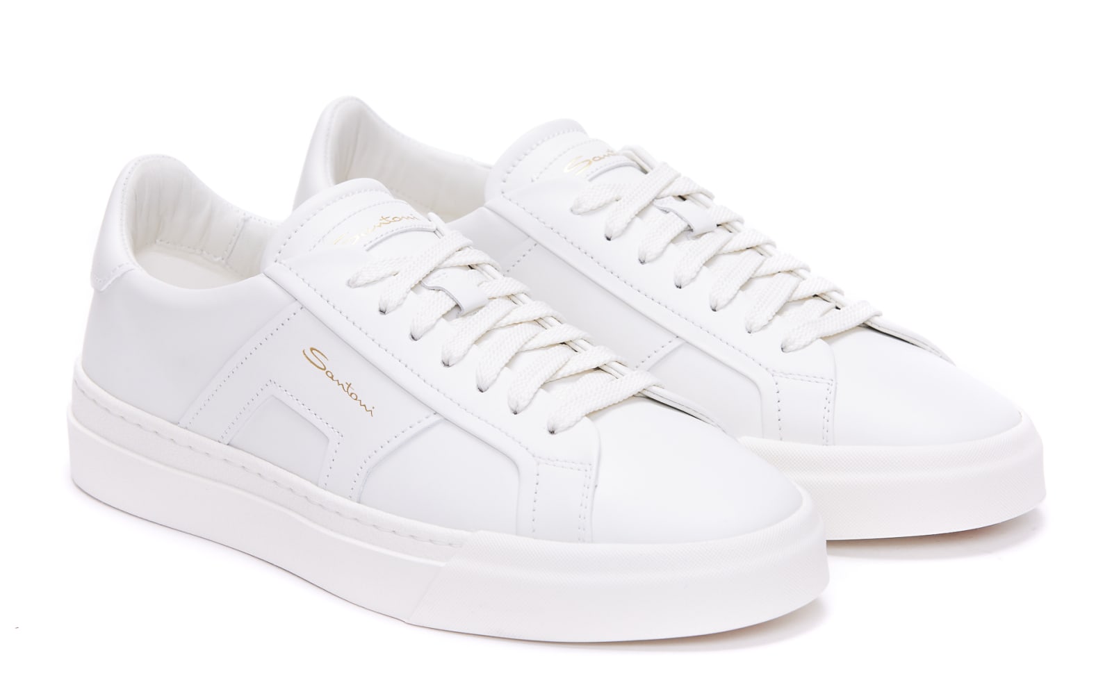 Shop Santoni Sneakers In White