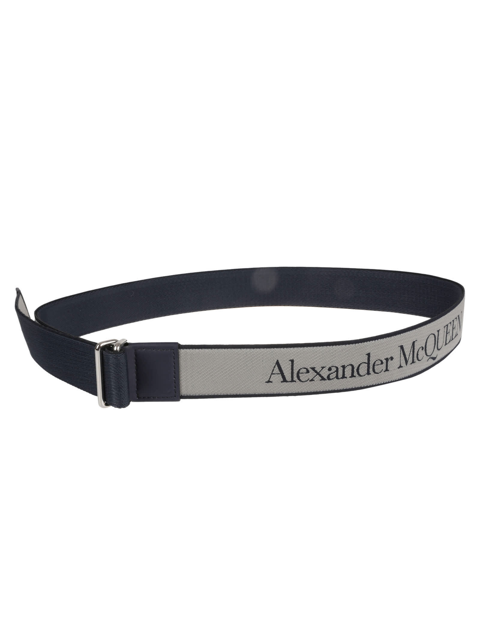 Shop Alexander Mcqueen Camera Belt In Navy/grey