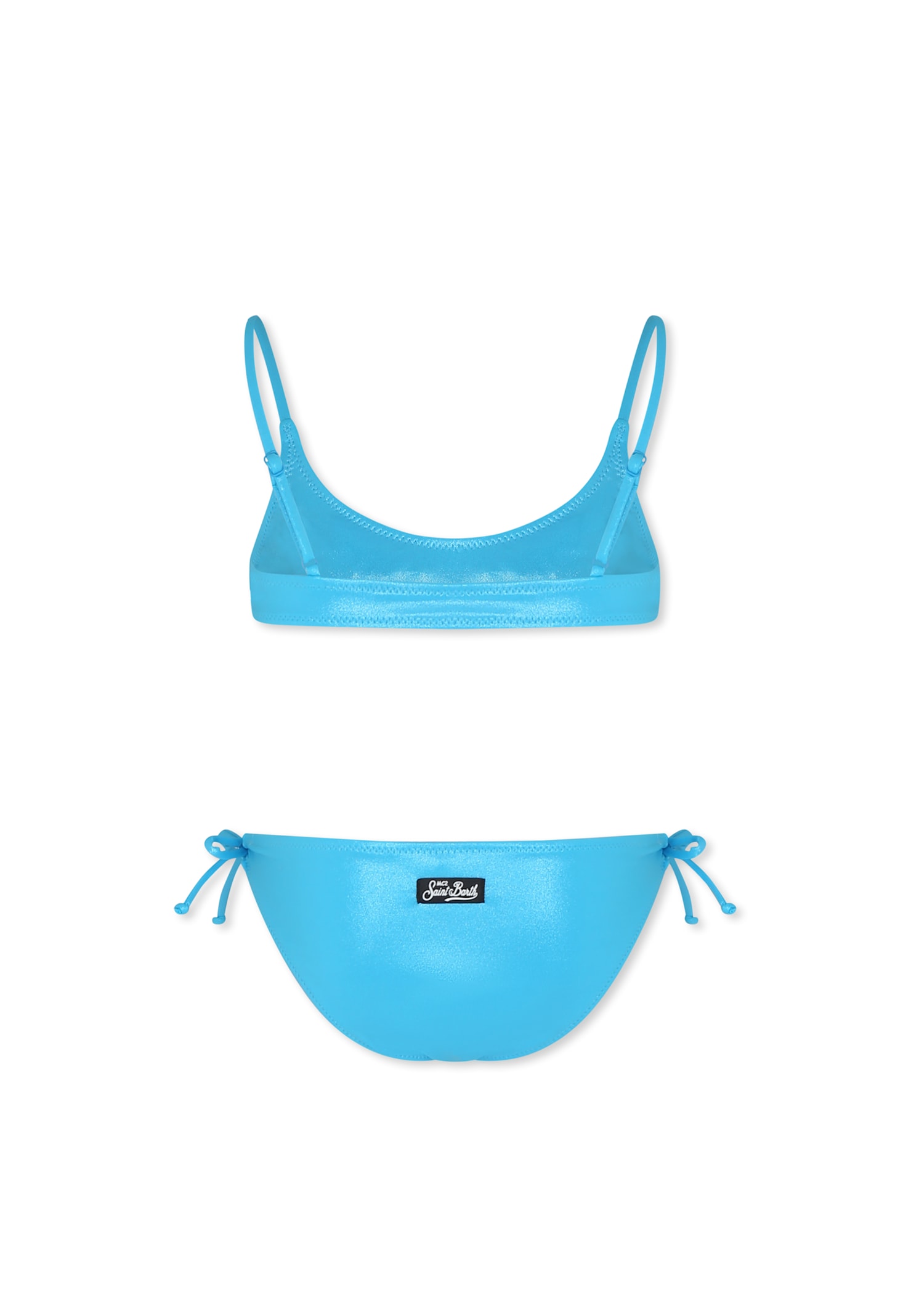 Mc2 Saint Barth Light Blue Bikini For Girl With Logo In Light Blue