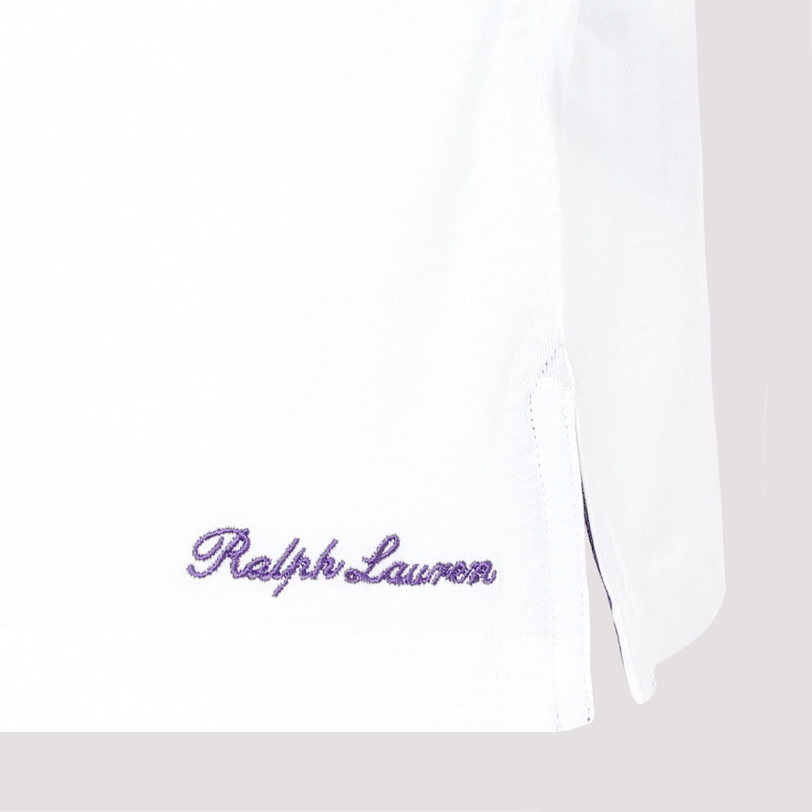 Ralph Lauren Embroidered Logo Crew Neck T-shirt With Side Slits In White