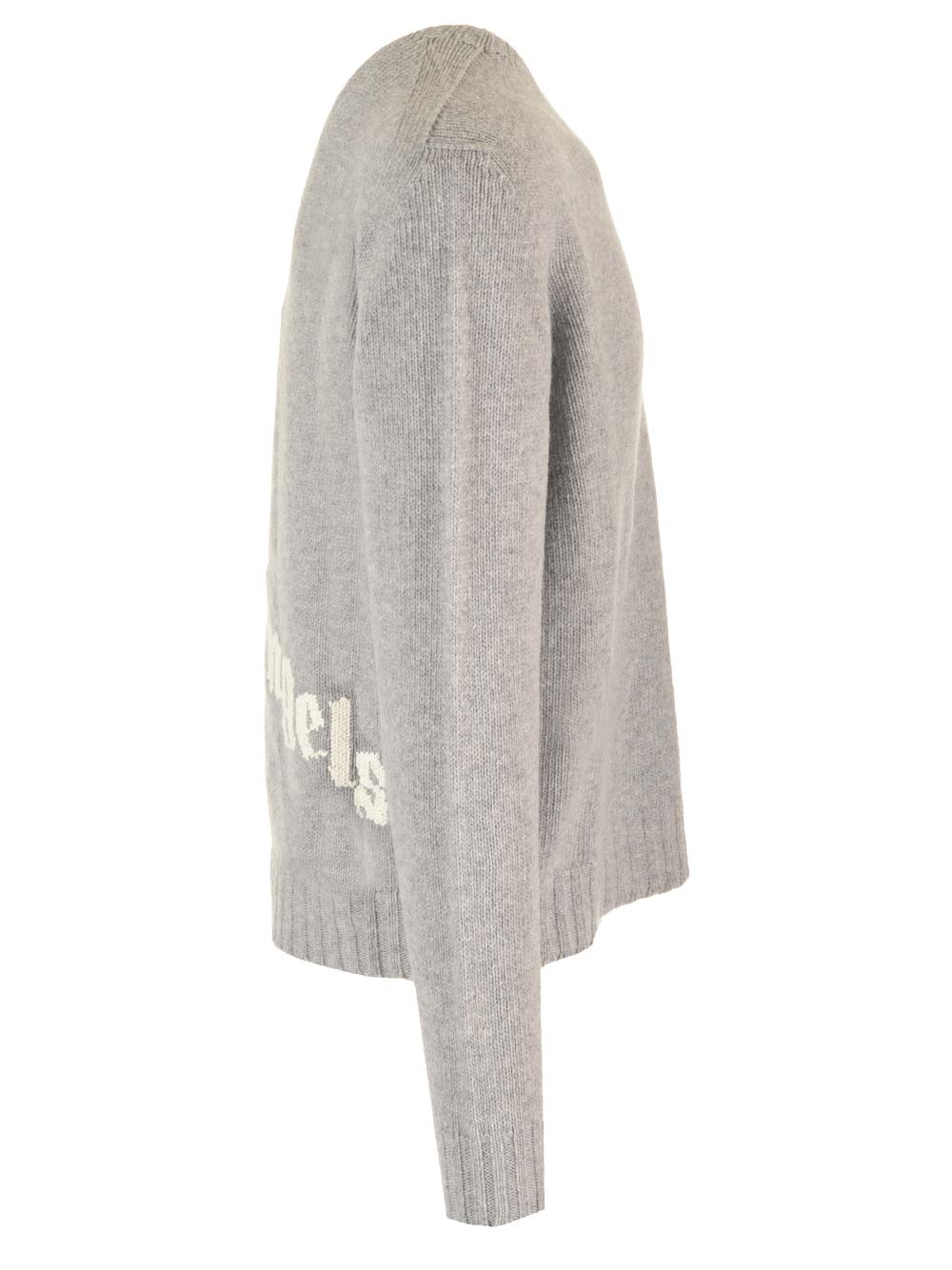 Shop Palm Angels Grey Wool Sweater In Grigio Melange