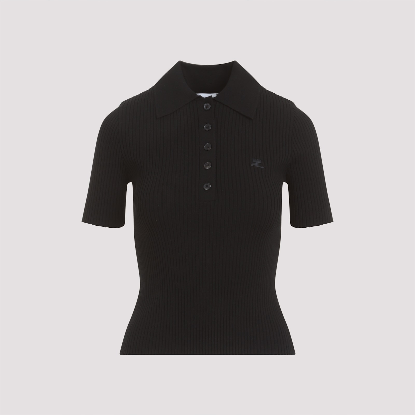 Courrèges Signature Ribbed Knit Polo