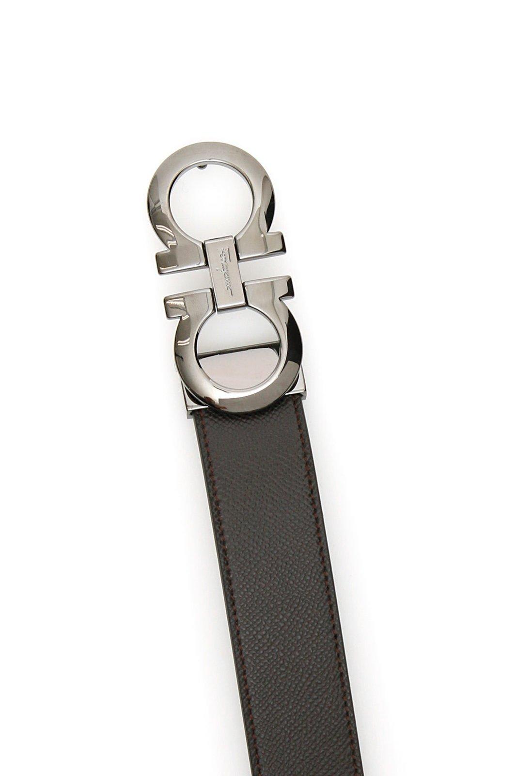 Ferragamo Gancini Reversible Buckle Belt In Brown