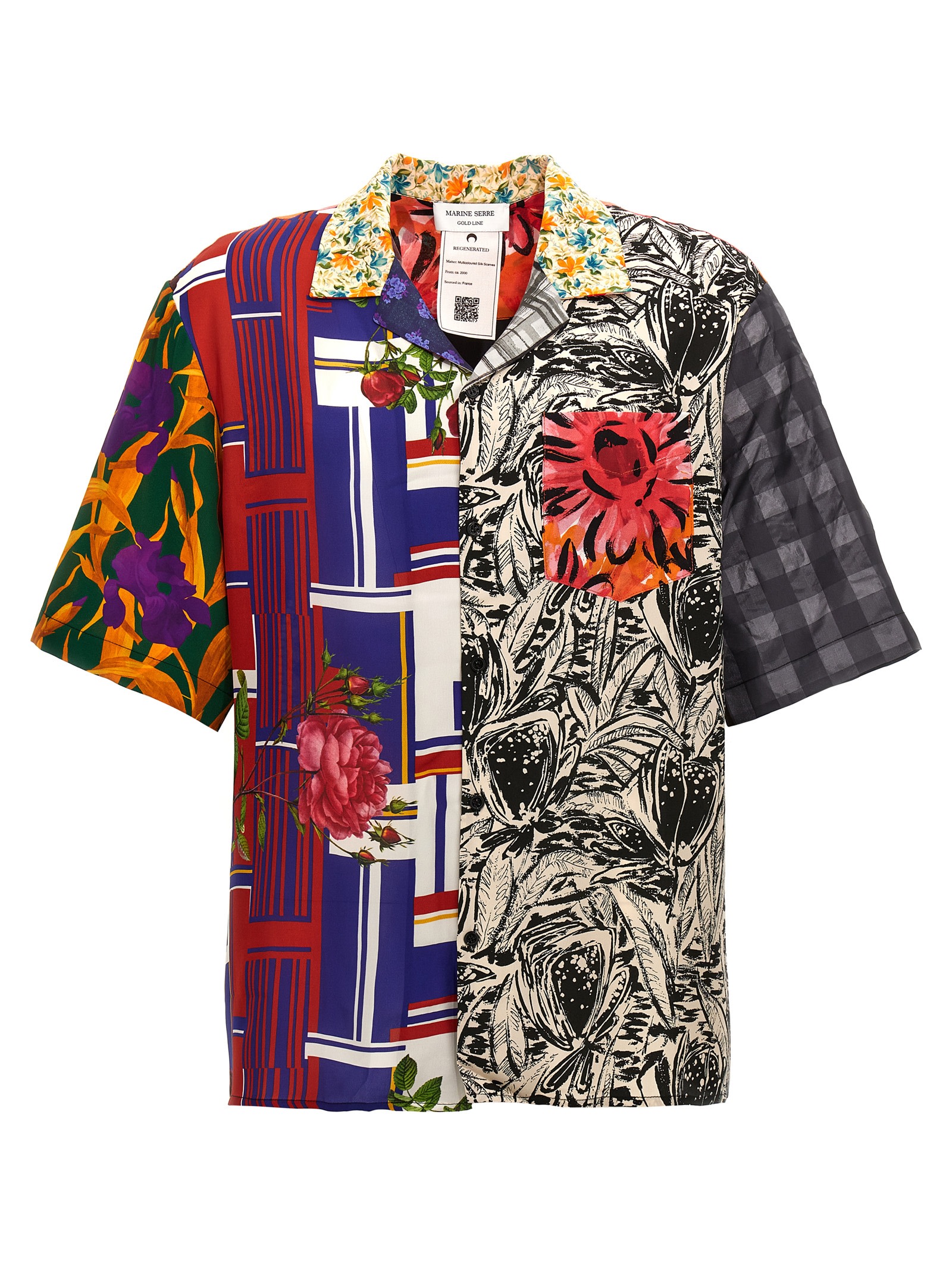 Shop Marine Serre Regenerated Silk Scarves Shirt In Multicolor