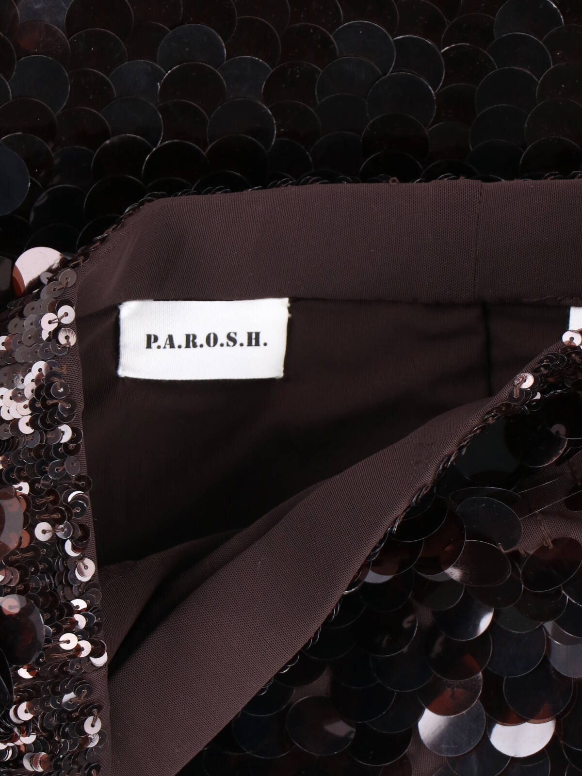 P.a.r.o.s.h Sequin Midi Skirt In Brown