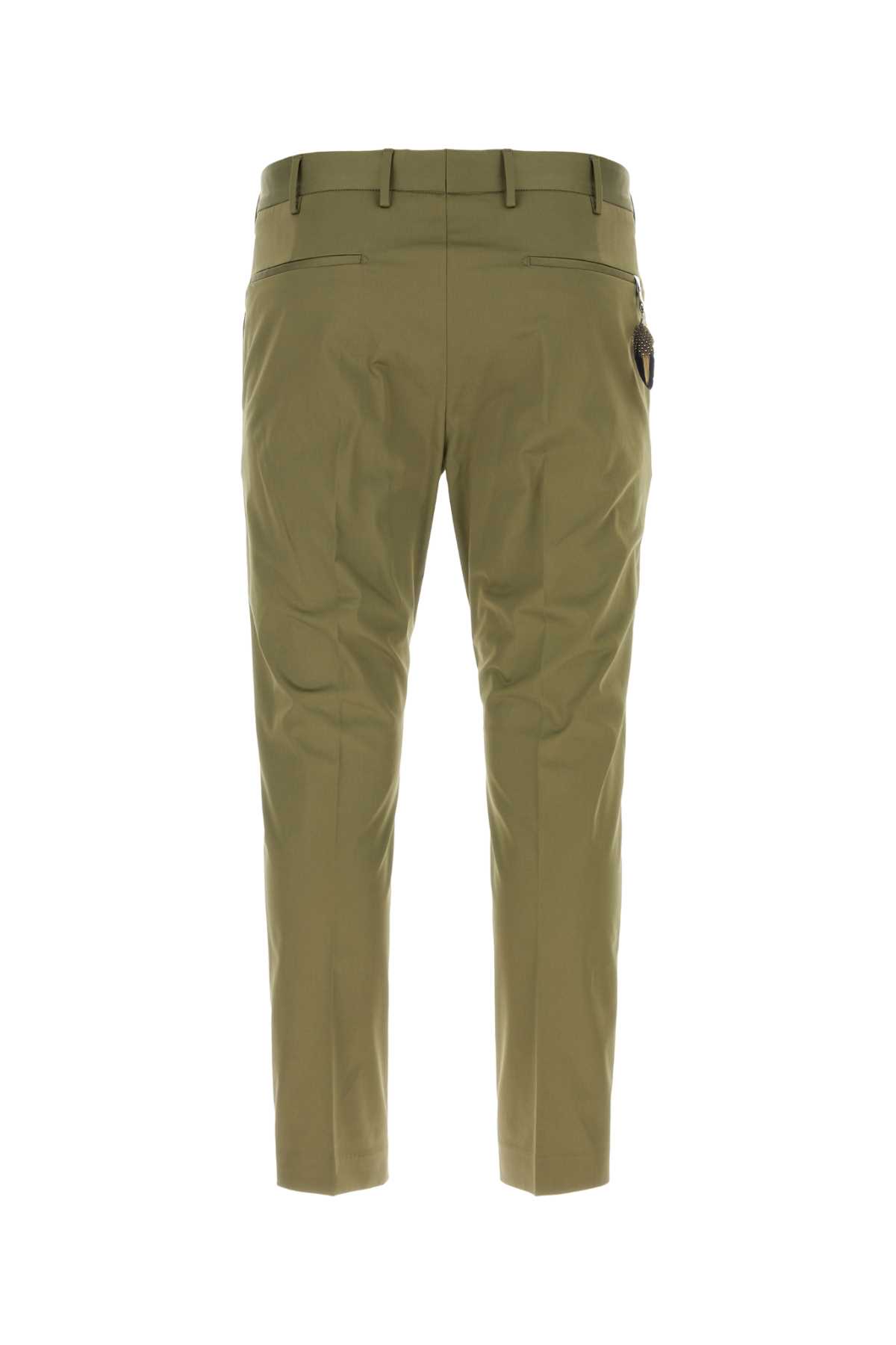 Pt01 Olive Green Stretch Cotton Pant In Verdemilitare