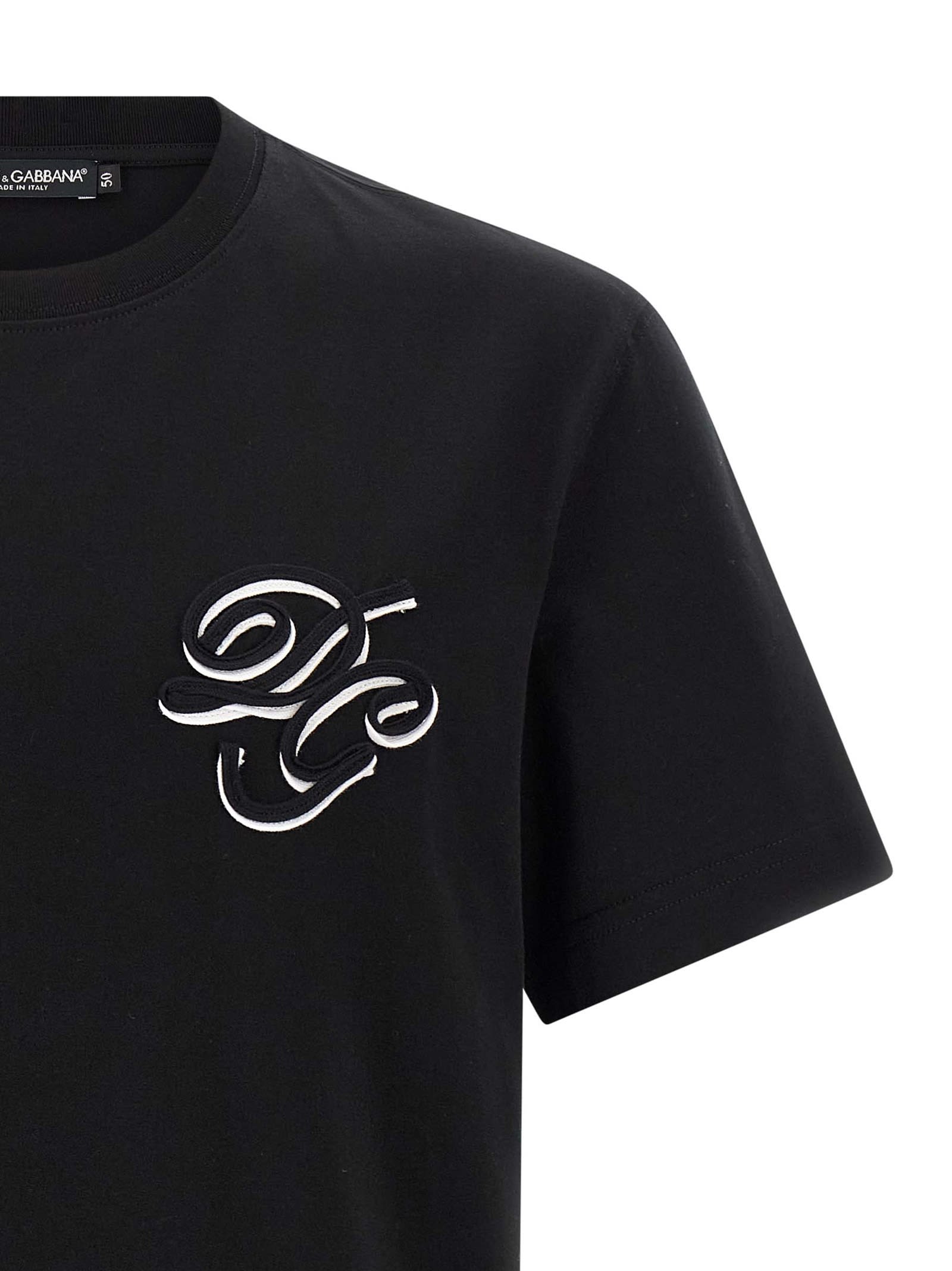 Dolce & Gabbana Crew Neck Short Sleeves T-shirt In Black