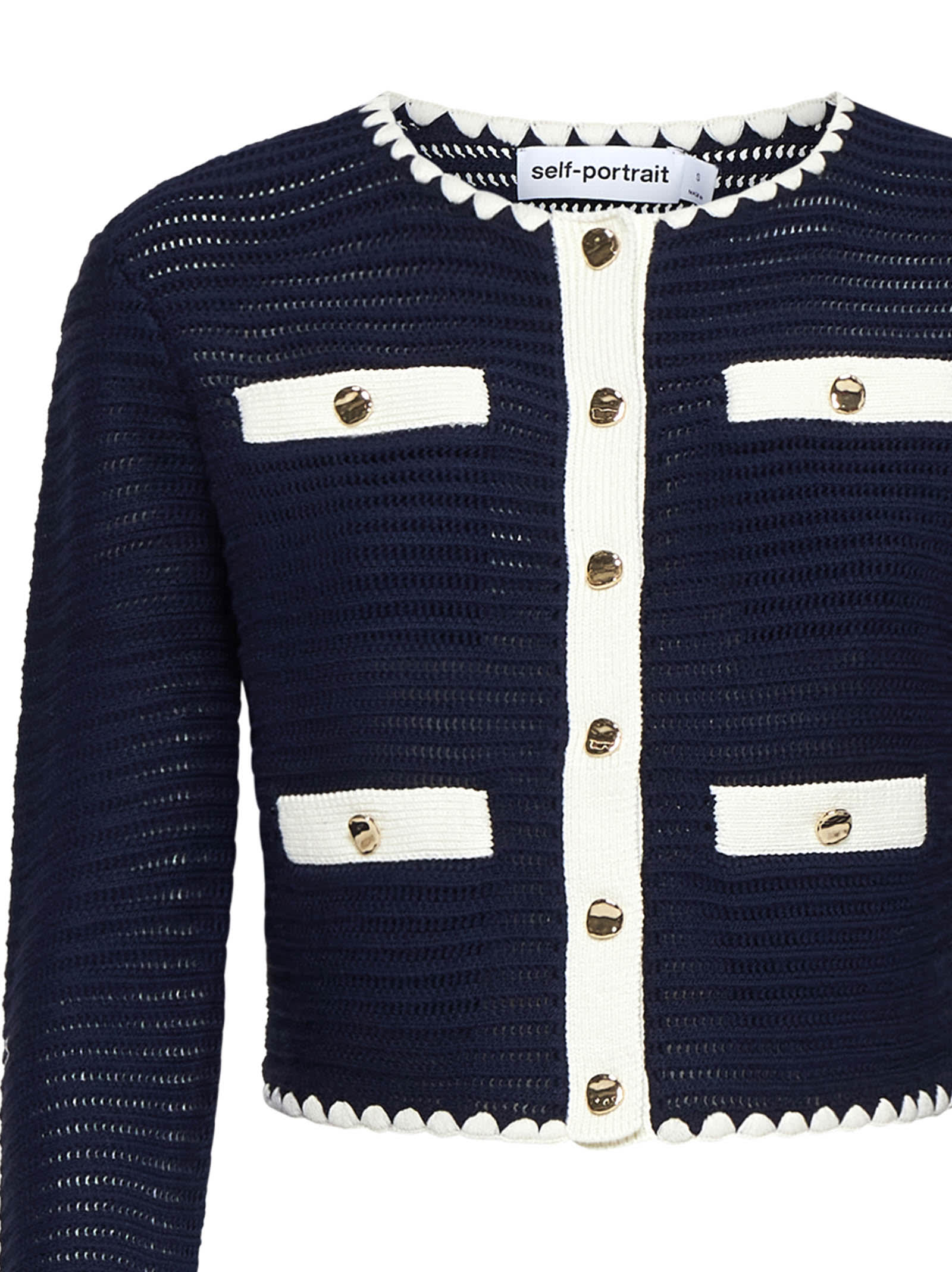 Shop Self-portrait Cardigan In Blue