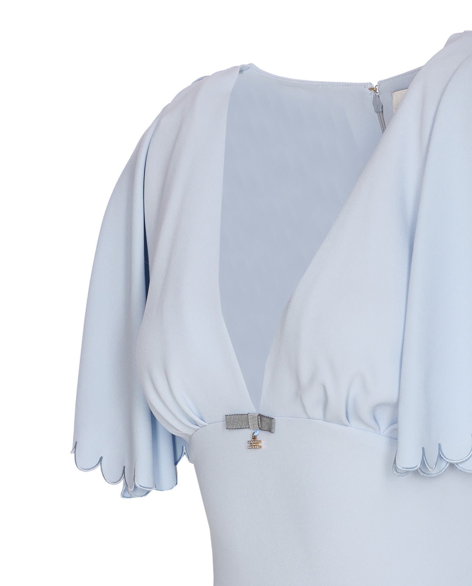 Shop Elisabetta Franchi Dress In Lightweight Crepe Fabric With Embroidered Scallop