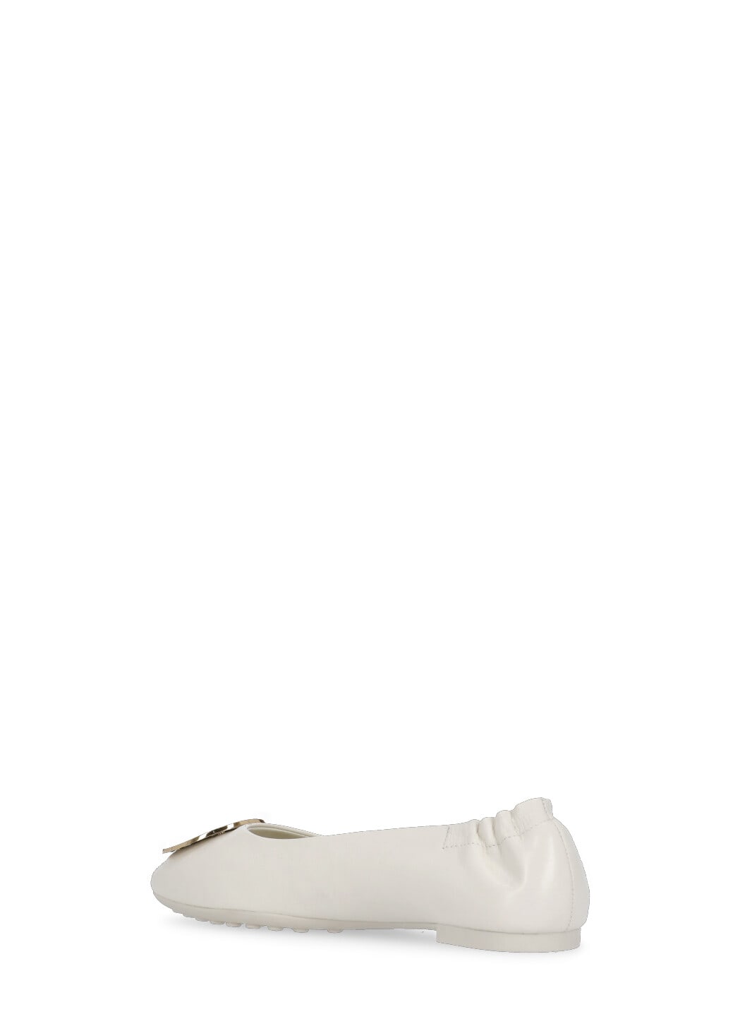 Tory Burch Reva Travel Ballet Flat In New Ivory Silver