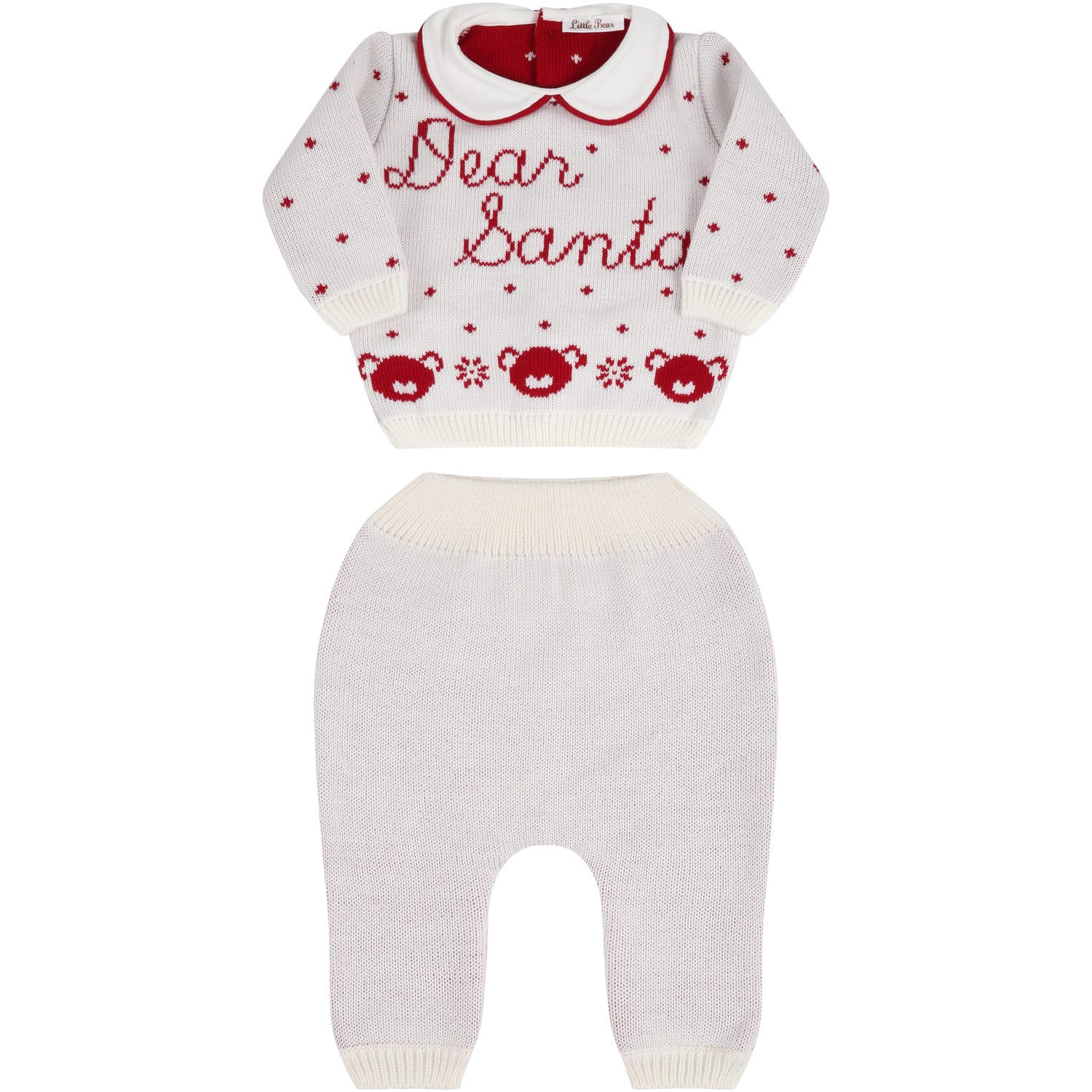Little Bear White Knit Suit For Babykids