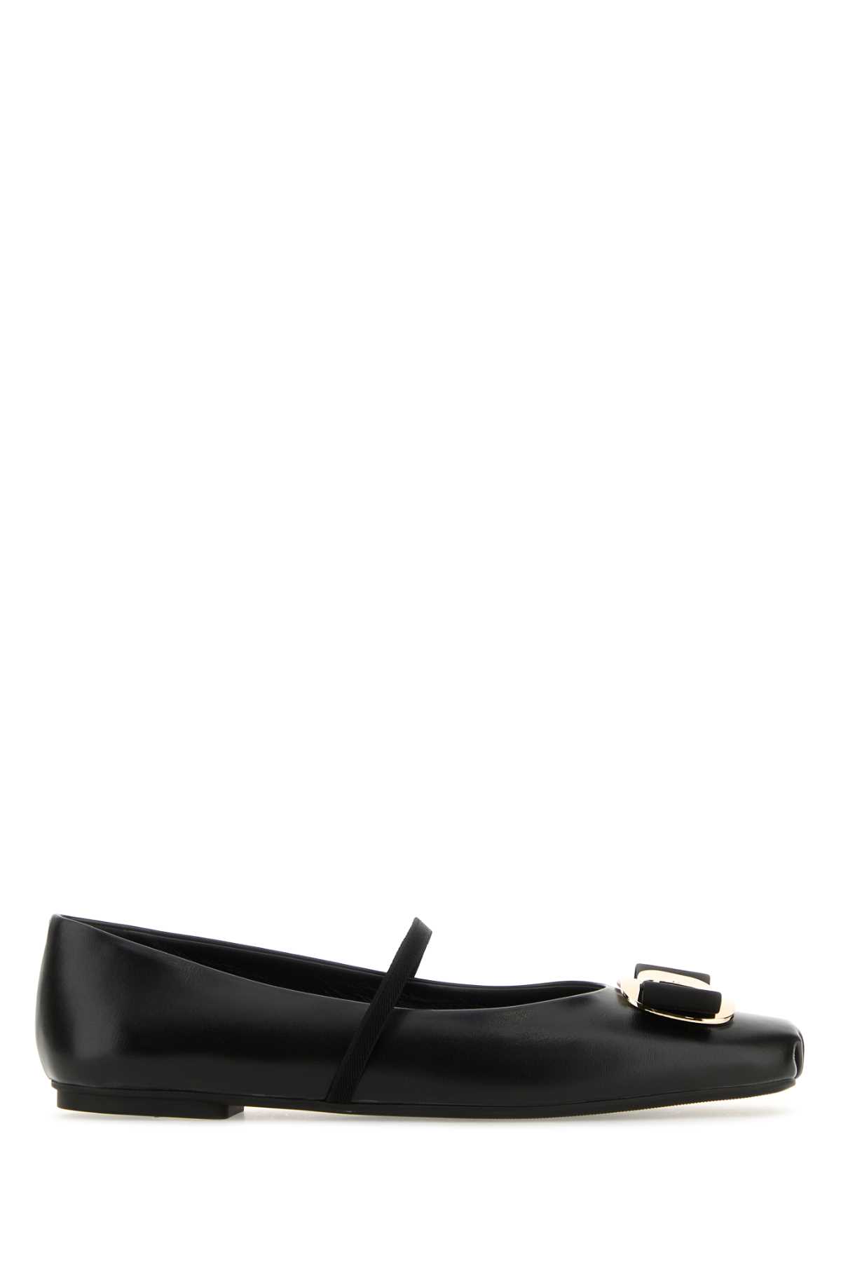 Black Nappa Leather Zina Ballerinas