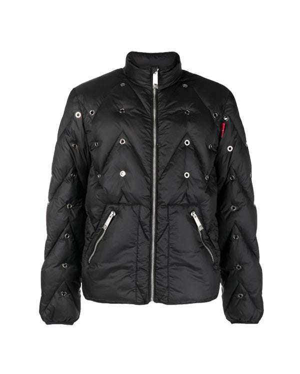Shop John Richmond Down Jacket With Decorations In Nero
