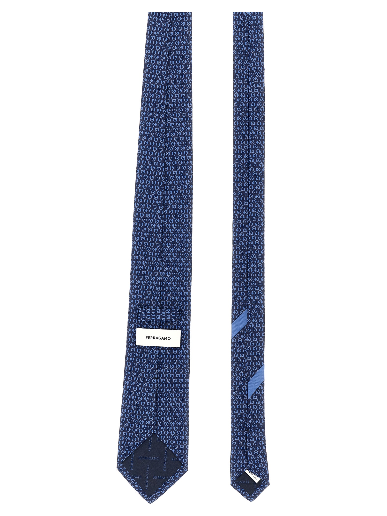 Shop Ferragamo Printed Tie In Blue