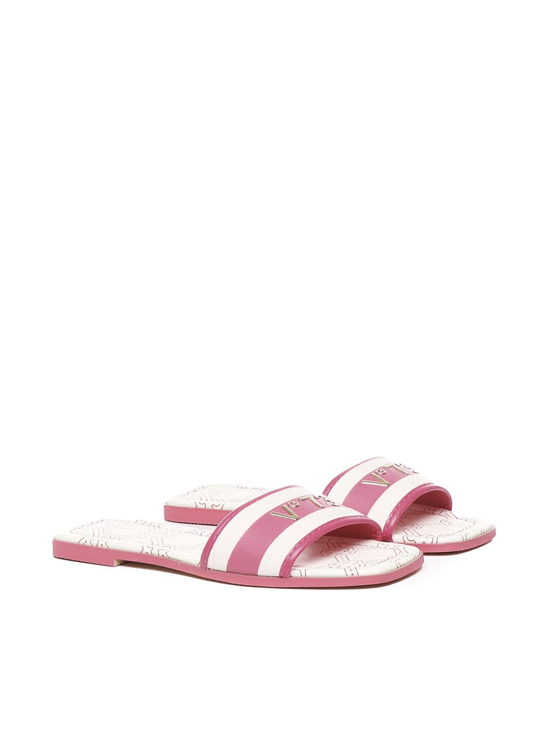 Shop V73 Flat Spirit Sandals In Leather In Pink