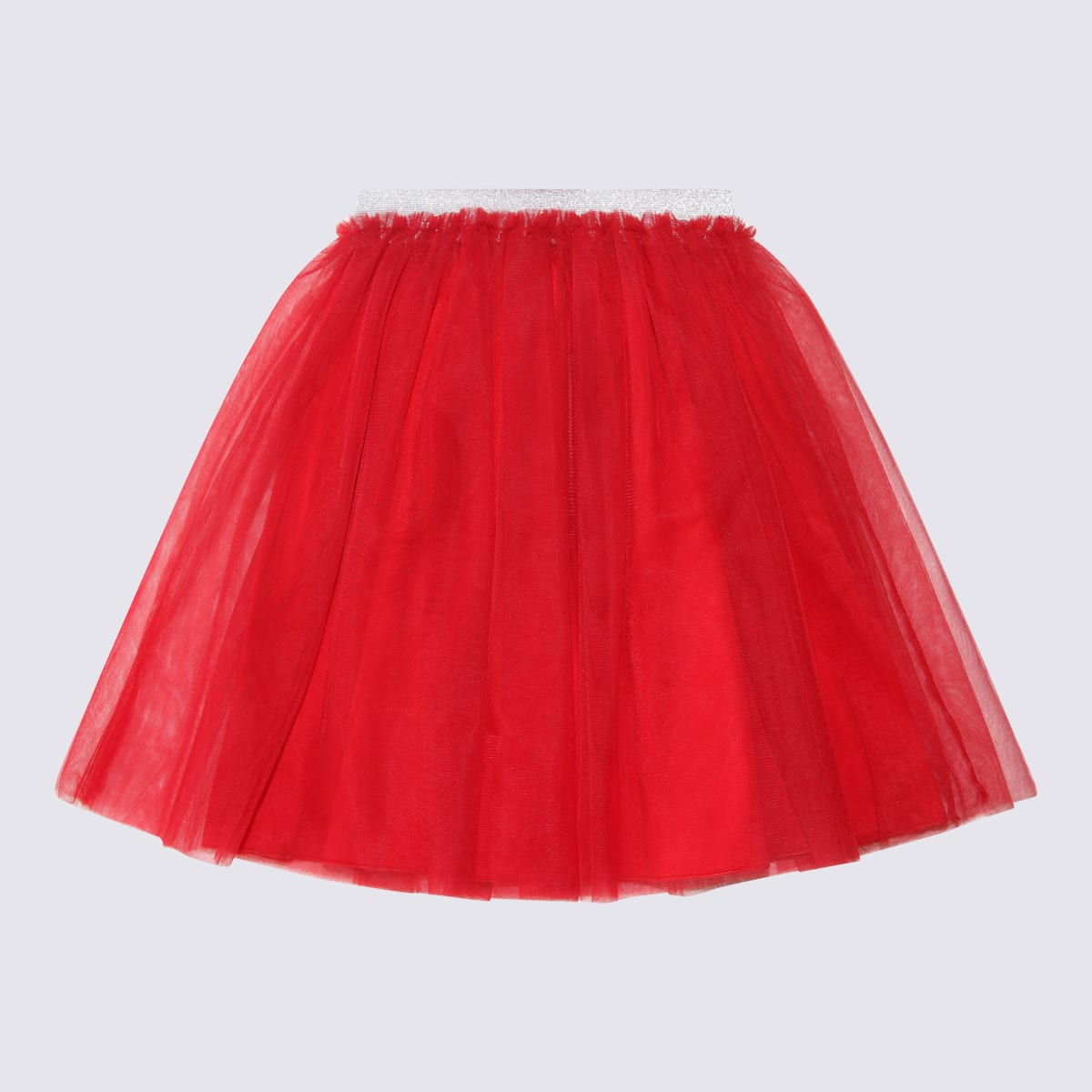 Shop Il Gufo Red Tulle Pleated Skirt