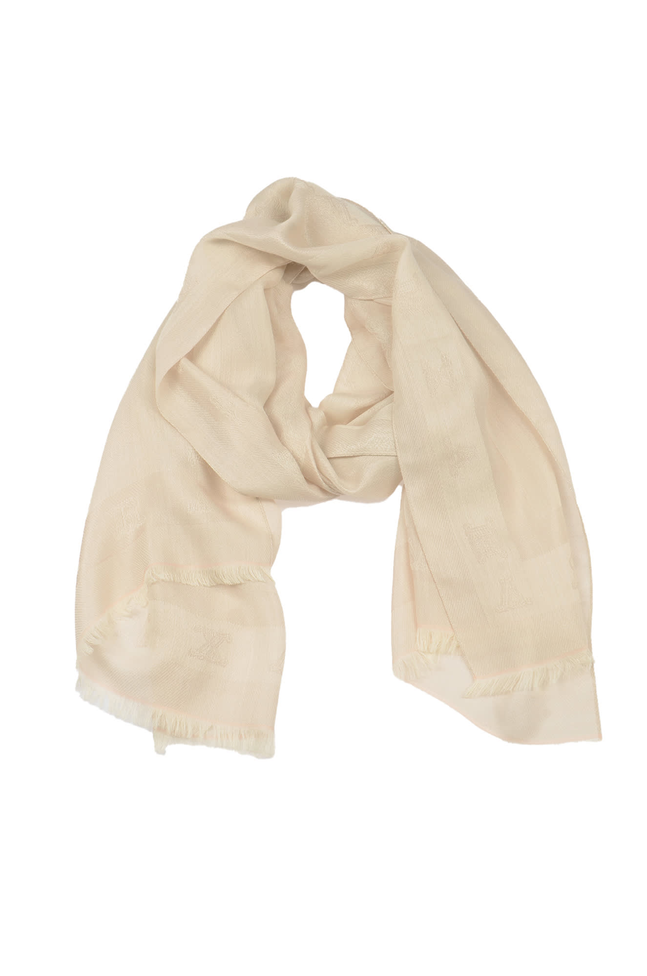 Shop Max Mara Fringed Edge Logo Embroidered Scarf In Pink