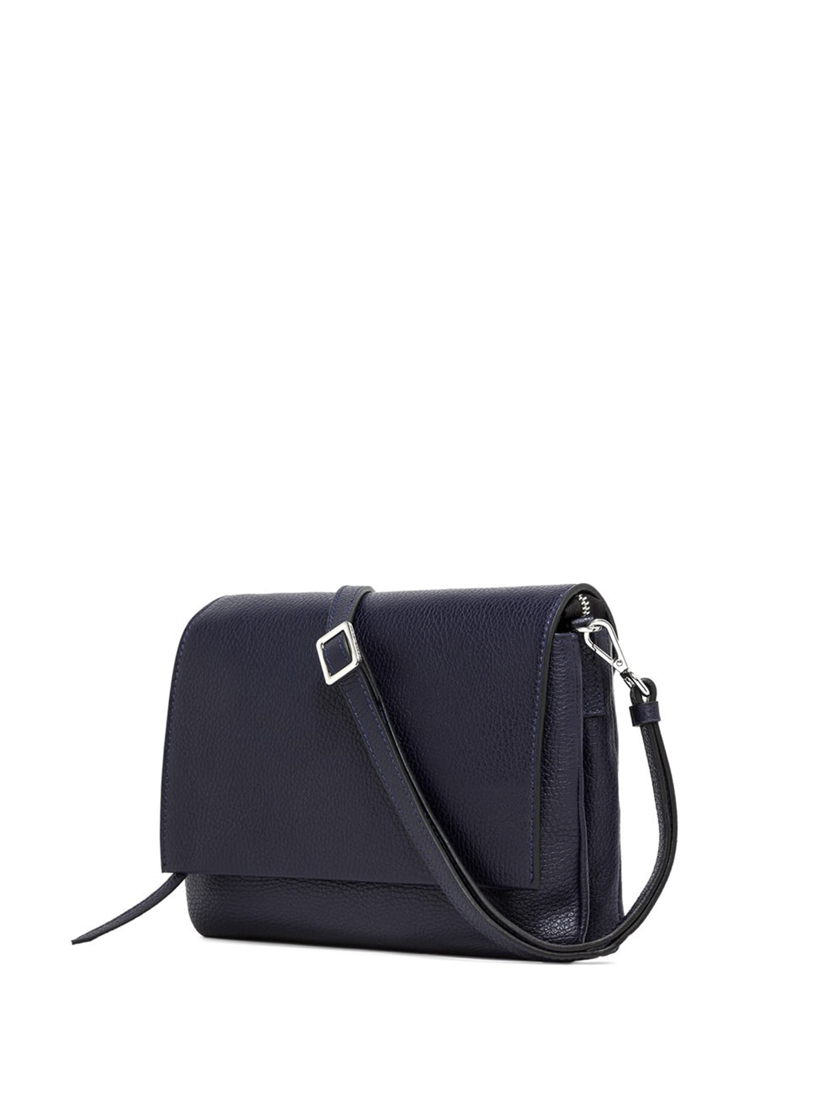 Shop Gianni Chiarini Three Navy Blue Leather Shoulder Bag