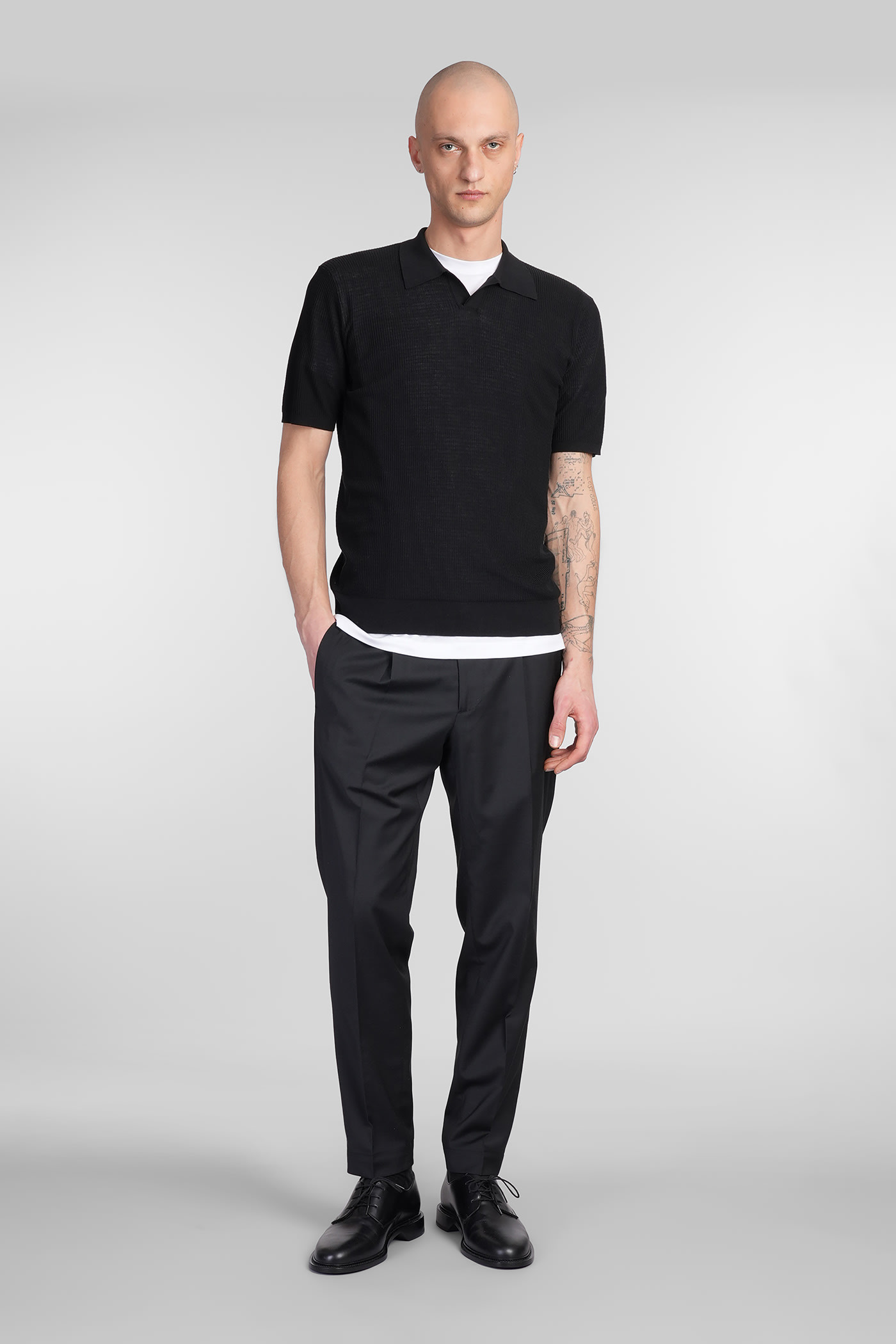 Roberto Collina Polo In Black Cotton In Black