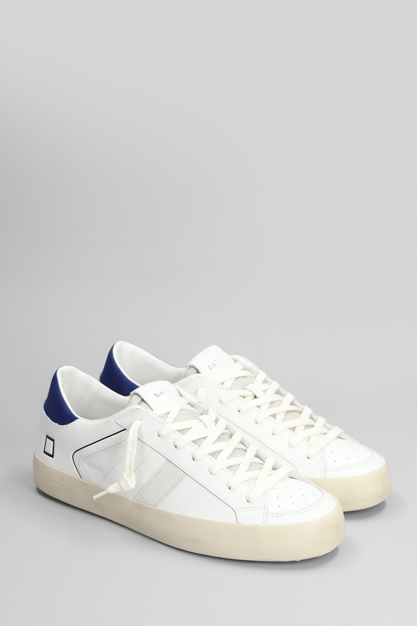 Date Hill Low Sneakers In White Suede And Leather In White/blu