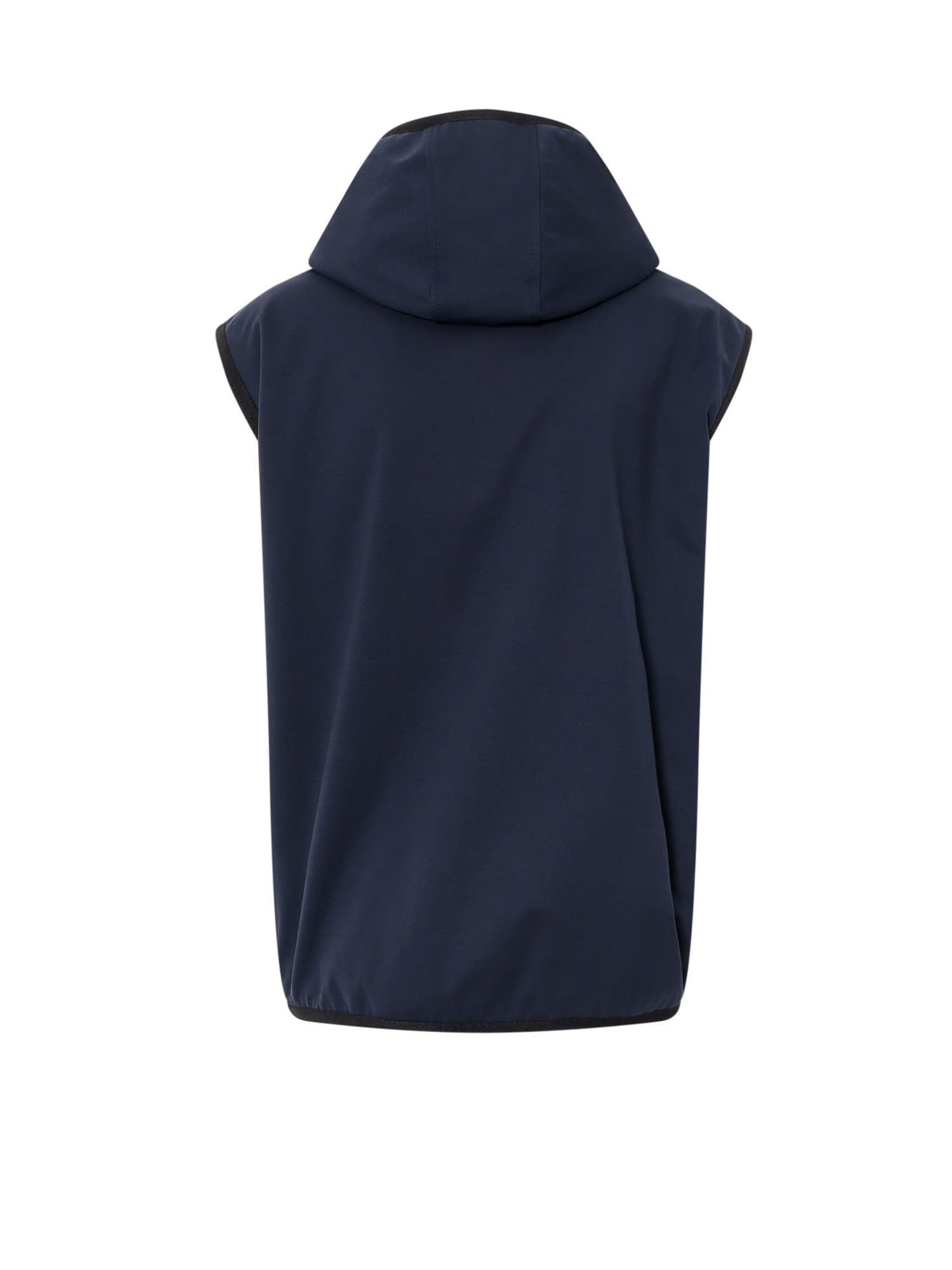 Dolce & Gabbana Sleeveless Jacket Hooded Design Grosgrain Profiles In Blue