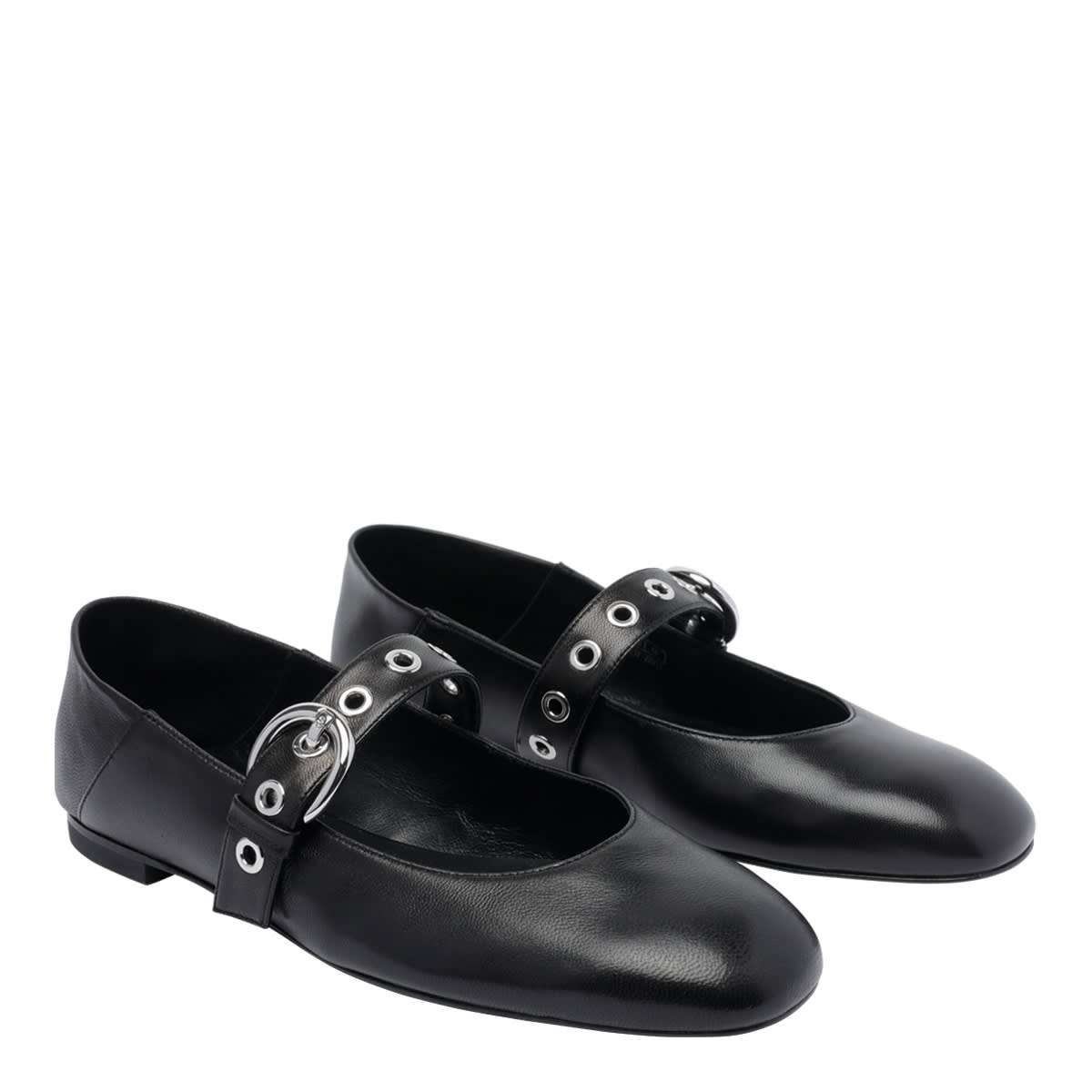 Stuart Weitzman Supermoto Leather Mary Jane Ballerina Flats