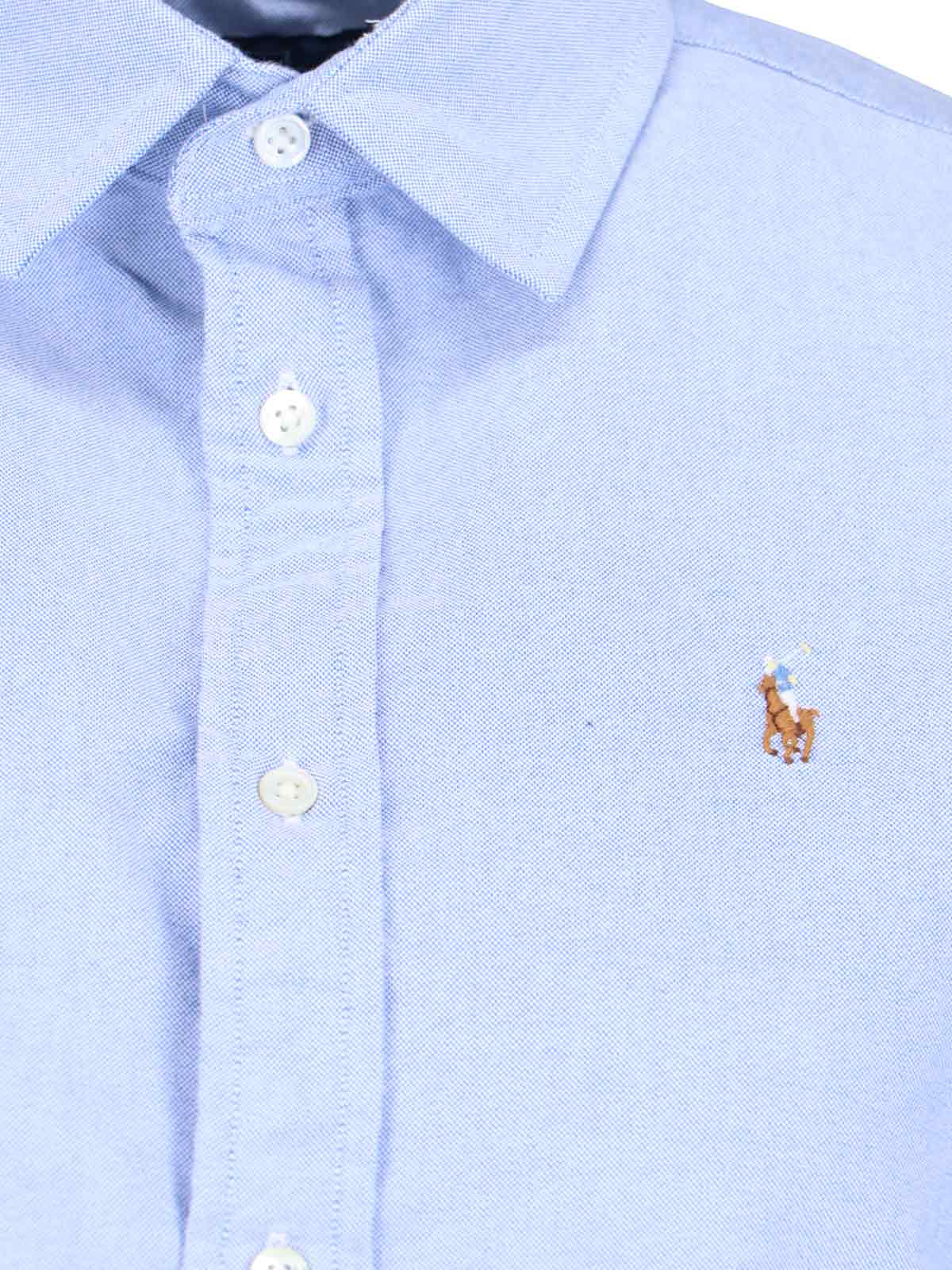 Shop Ralph Lauren Logo Detail Round Hem Plain Shirt In Bsr Blue