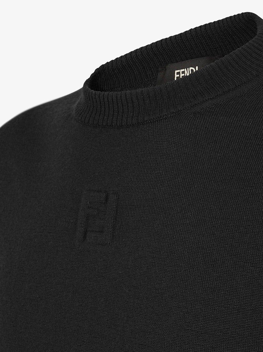 Shop Fendi Crewneck Knit Sweater In Black