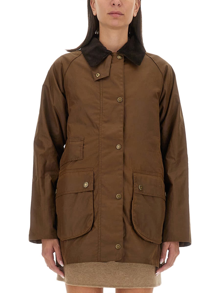 Shop Barbour Waxed Jacket Tain In Brown