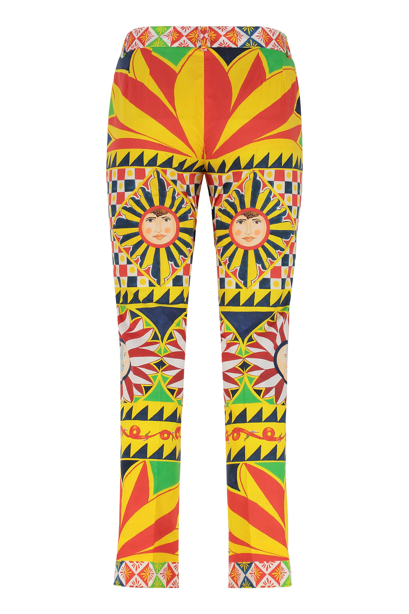 Dolce & Gabbana Vibrant Cropped Trousers Sun Motif In Multi