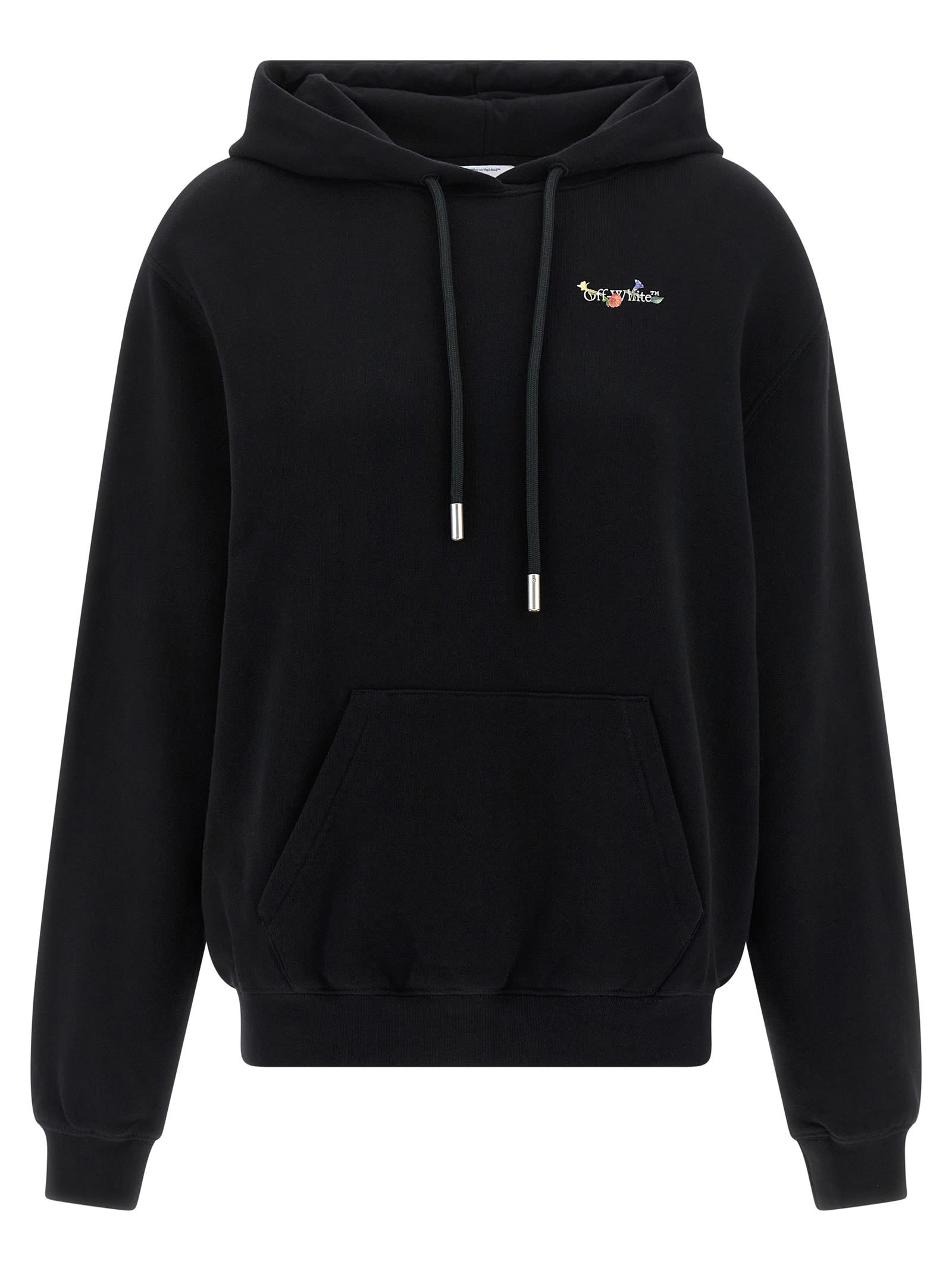 Off-white Hoodie With Graphic Back Design In Black