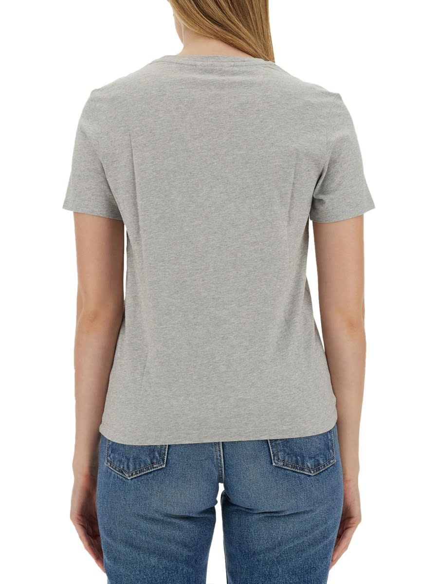 Shop Maison Kitsuné T-shirt With Fox Patch In Grey