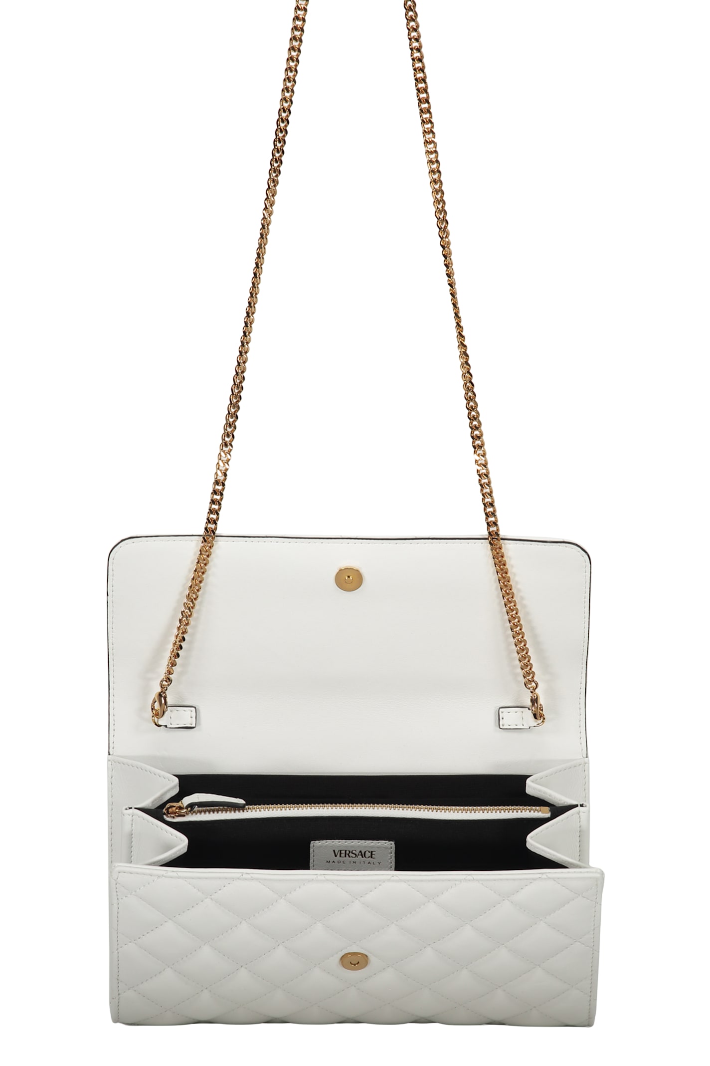 Versace Leather Crossbody Bag In White