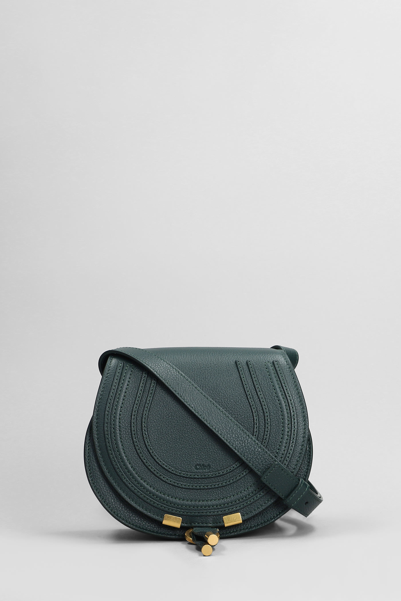 Shop Chloé Marcie Shoulder Bag In Green Leather