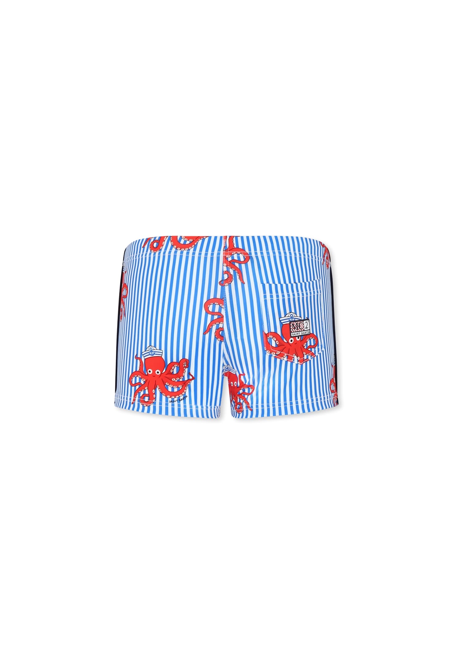 Shop Mc2 Saint Barth Light Blue Swim Short For Boy With Octopus