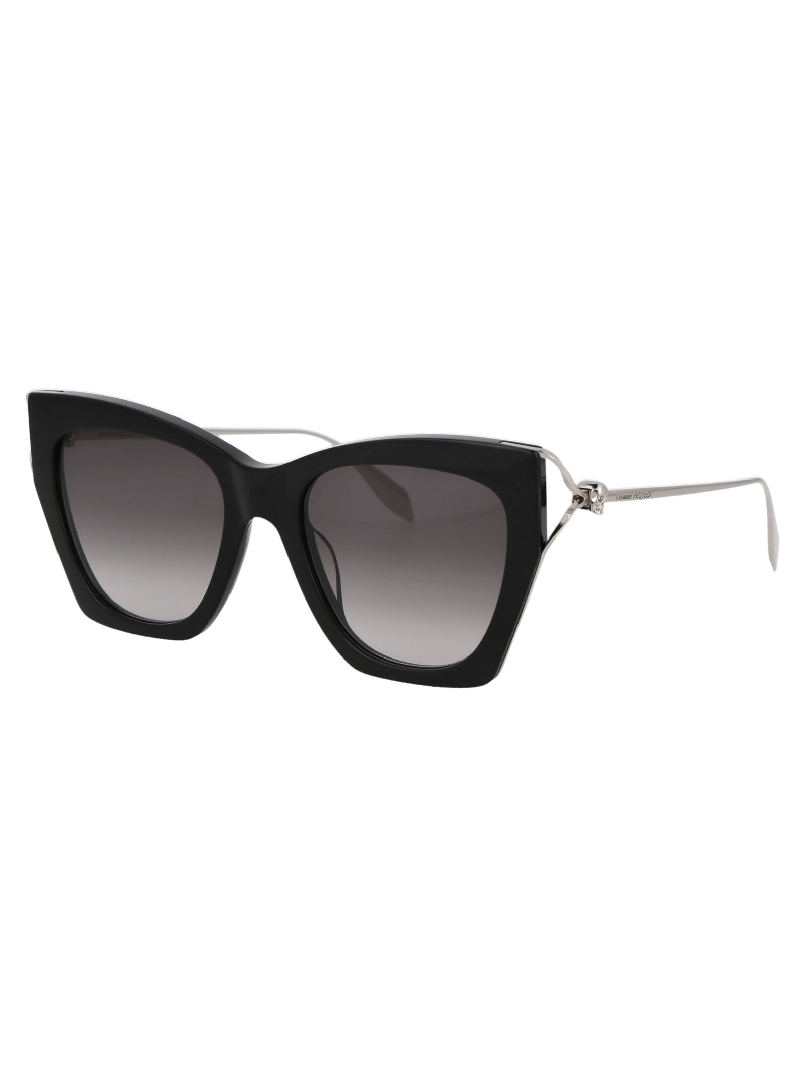 Shop Alexander Mcqueen Am0375s Sunglasses In 001 Black Silver Grey