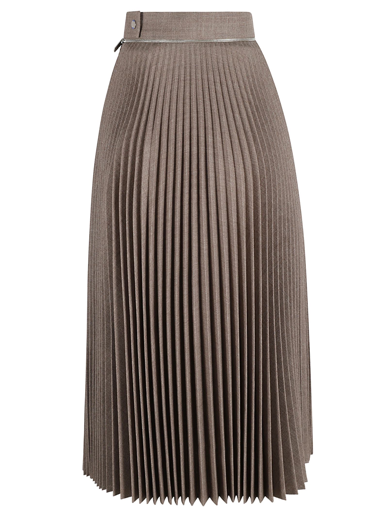 Shop Burberry Pleated Long Skirt In Linden Melange