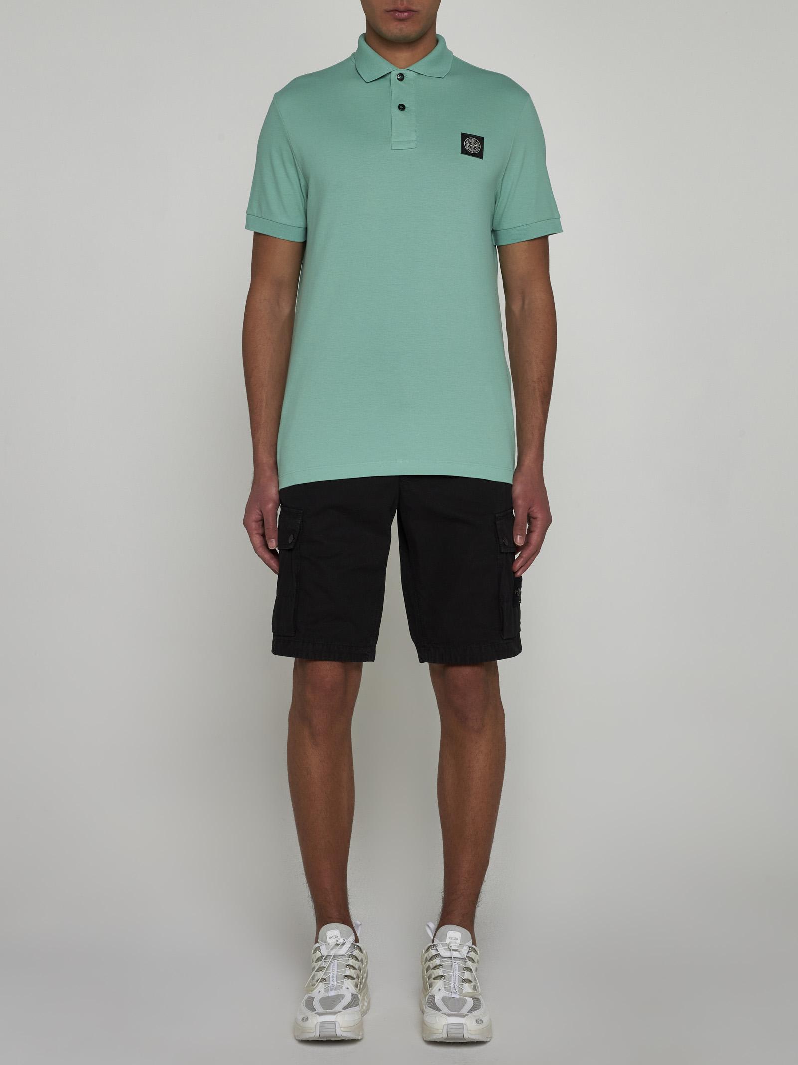 Shop Stone Island Logo-patch Cotton Polo Shirt In Verde