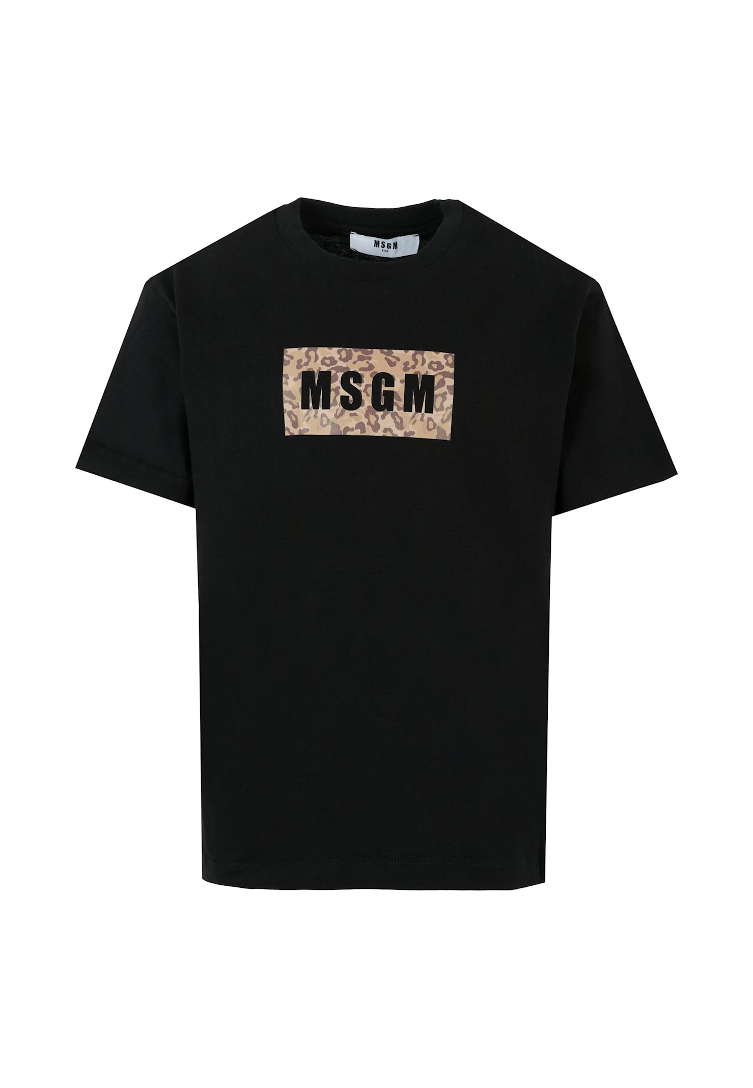 Msgm Black T-shirt For Kids With Logo In Black