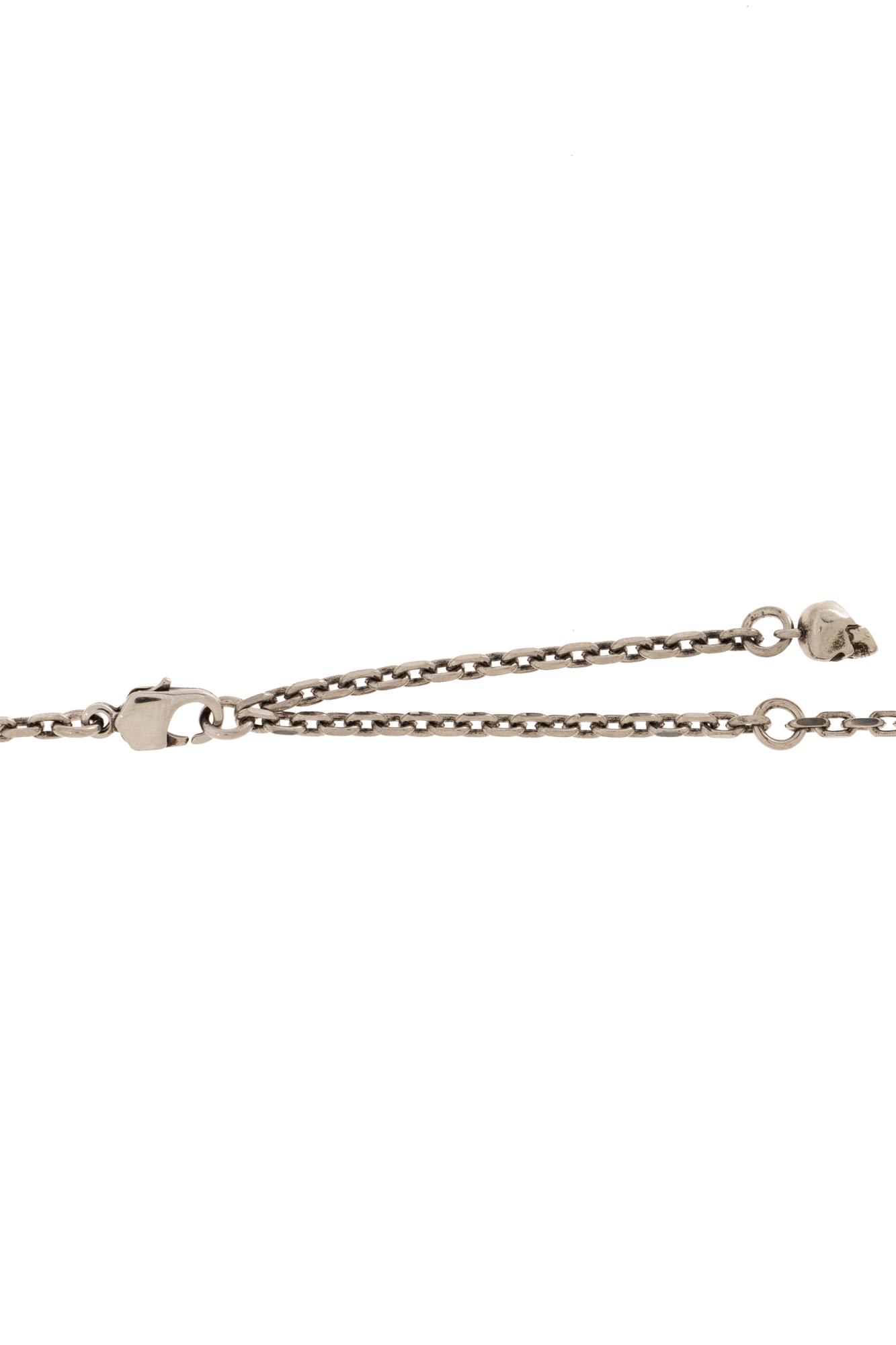 Shop Alexander Mcqueen Brass Necklace In A.silver+jet Sw
