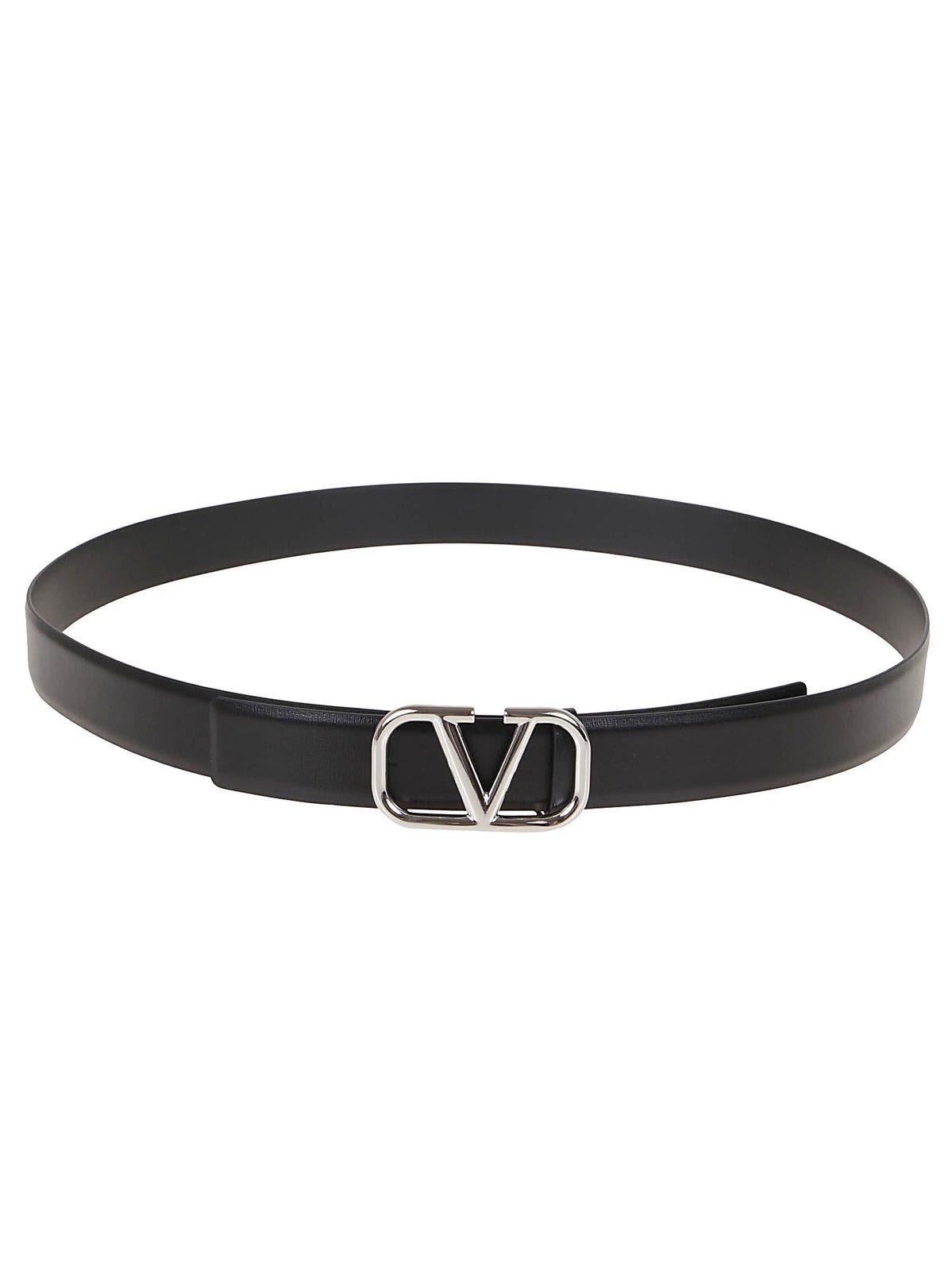 Shop Valentino Vlogo Plaque Buckled Belt In Black