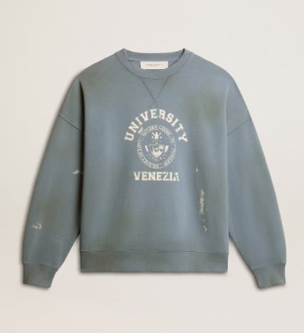Golden Goose Star Venezia Crew Neck Sweatshirt In Blue