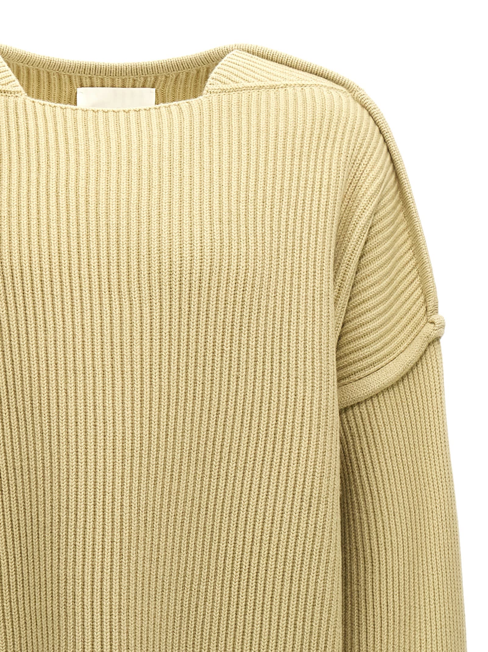 Jil Sander Geometric Neckline Sweater With Dropped Shoulders In Green