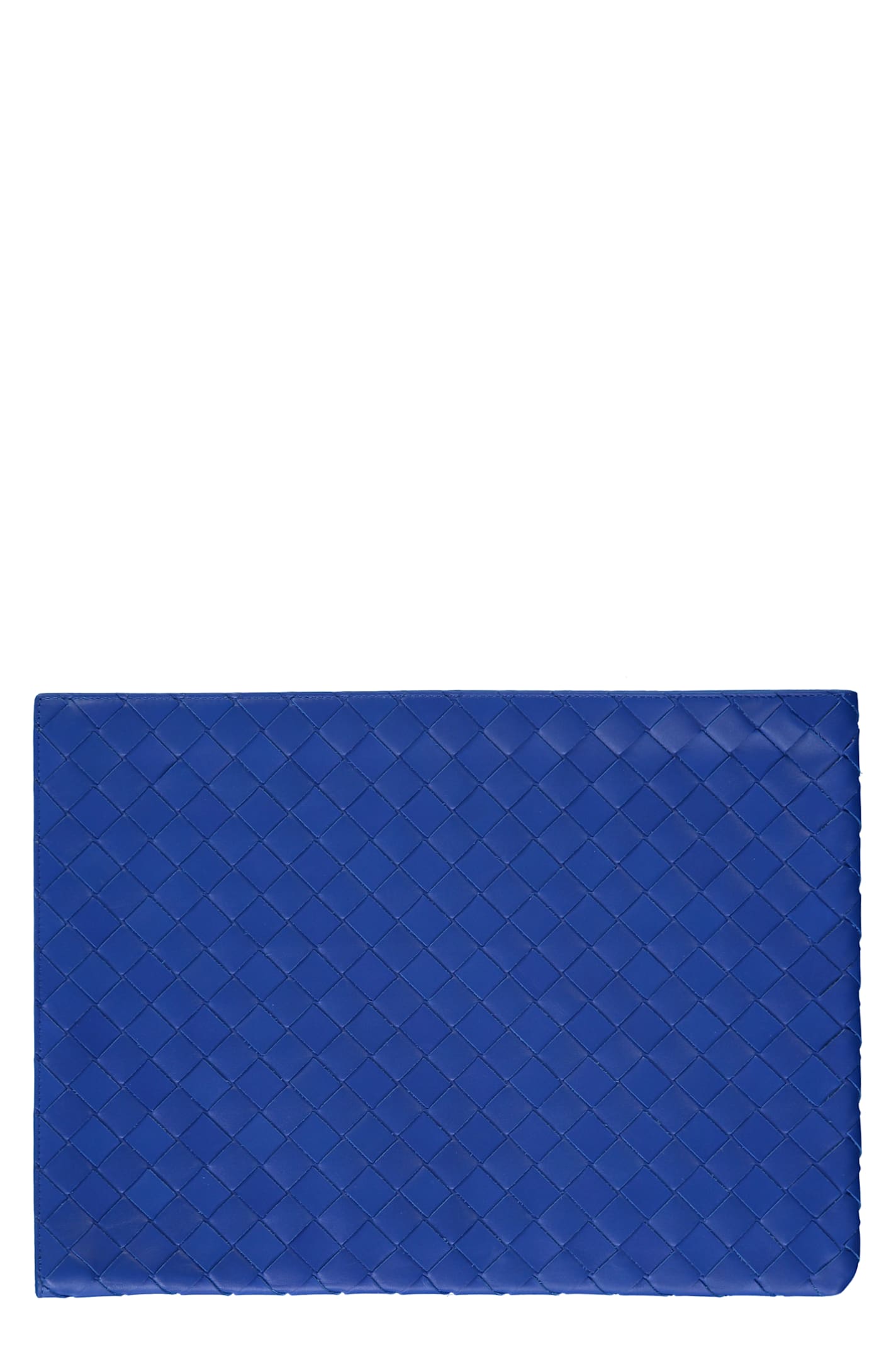 Bottega Veneta 15 Intrecciato Flat Pouch In Blue