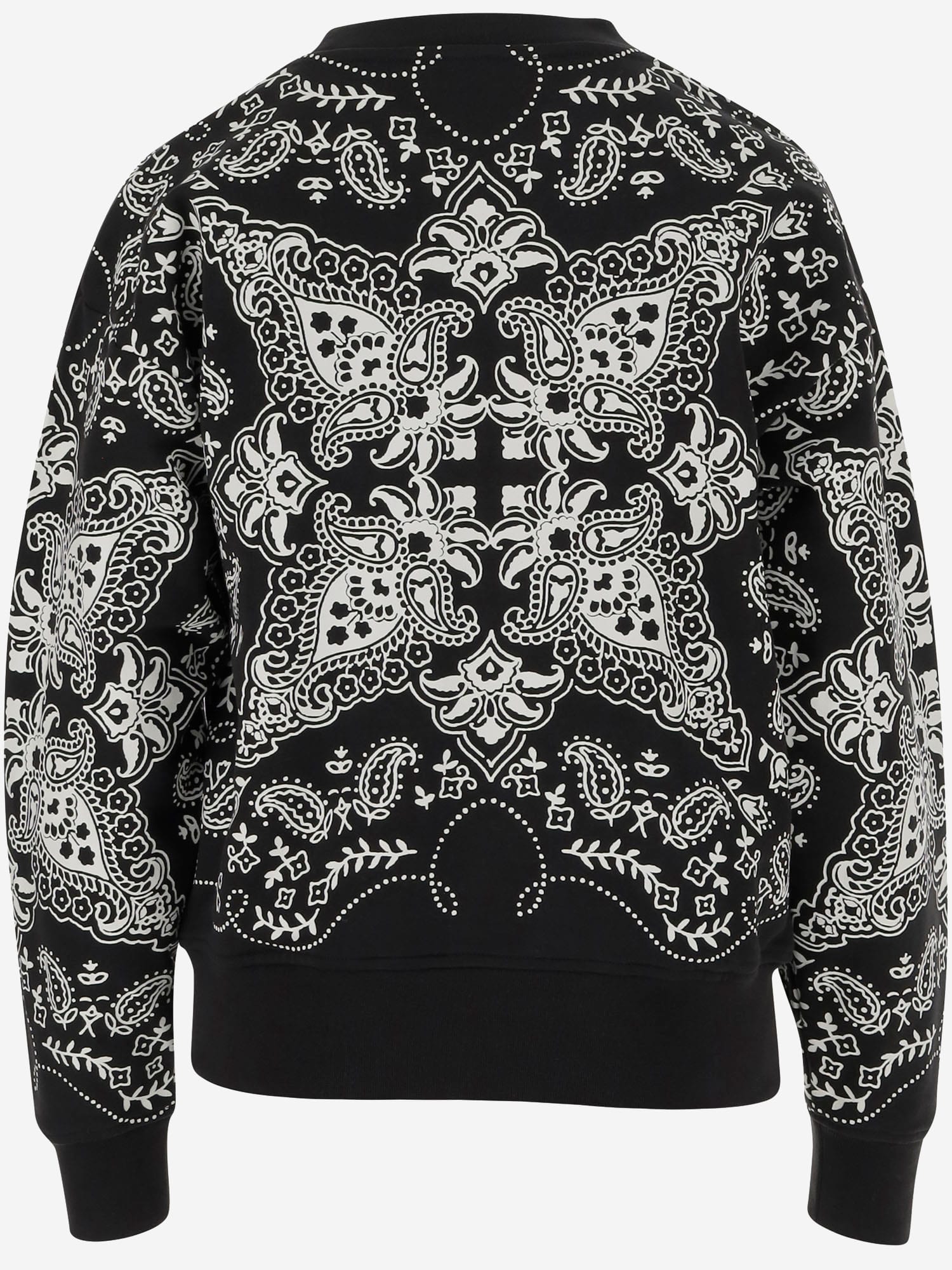 Pinko Cotton Sweatshirt With Bandana Print In Black