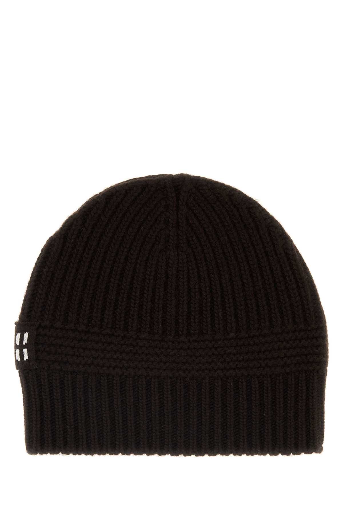 Miu Miu Stretch Wool Blend Ribbed Knit Beanie In Brown