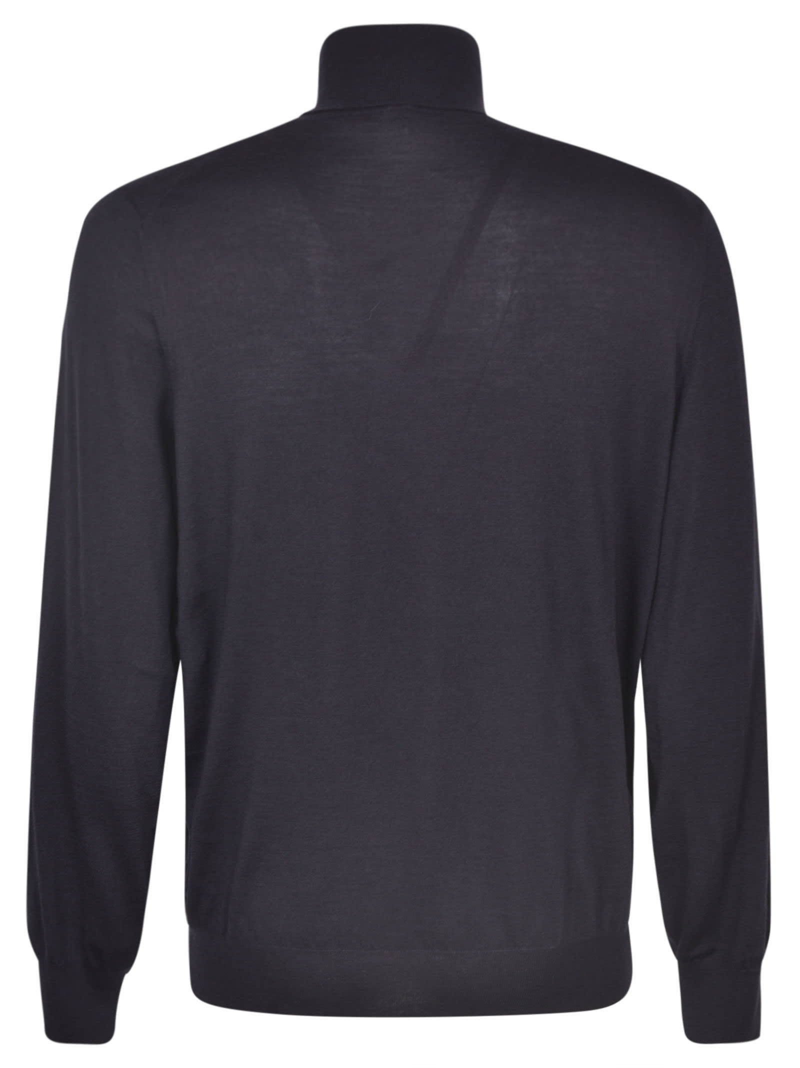 Shop Brunello Cucinelli High Neck Jumper In Navy/grey