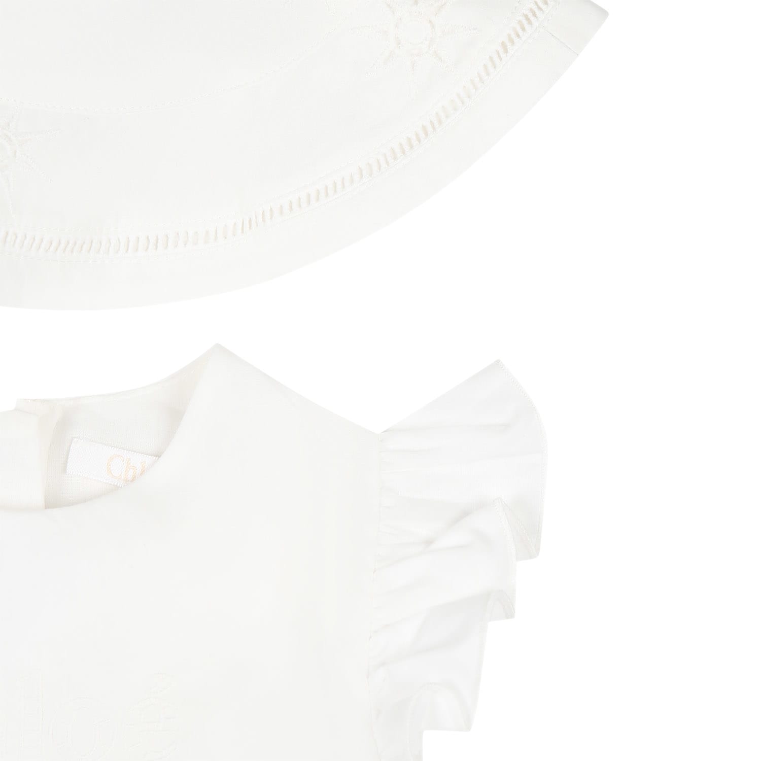 Shop Chloé White Dress For Baby Girl With Logo
