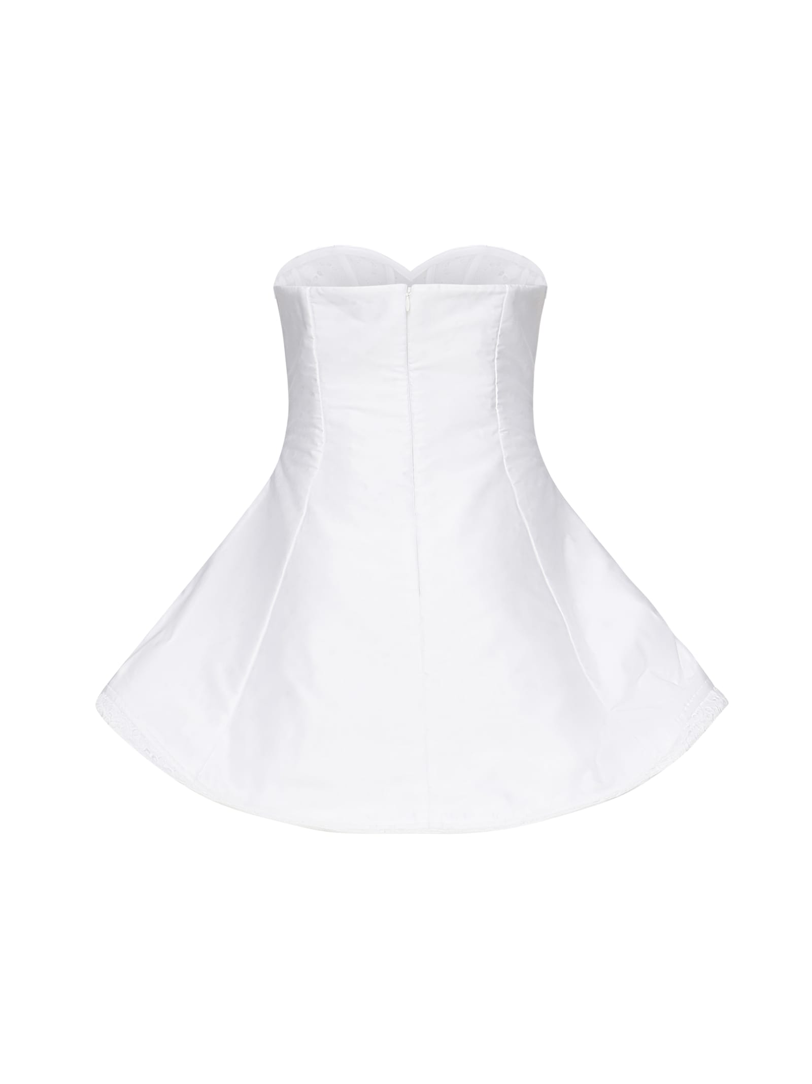 Magda Butrym Lace Poplin Strapless Babydoll Mini Dress In White