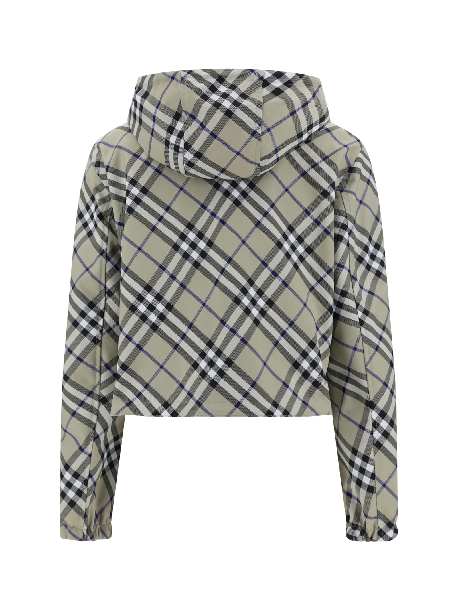Shop Burberry Reversible Cropped Checked Hooded Jacket In Lichen Ip Check